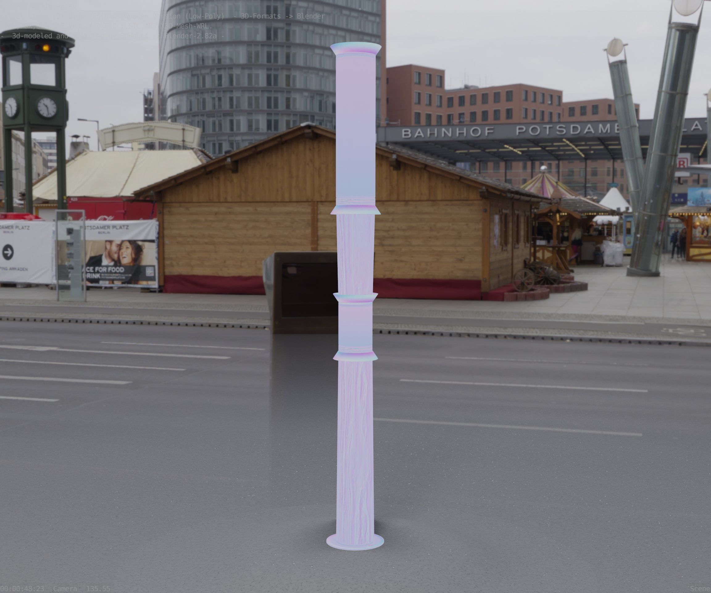 Wooden Light-Column 12 - Low-Poly Street-Light Set-9 Low-poly 3D model_75
