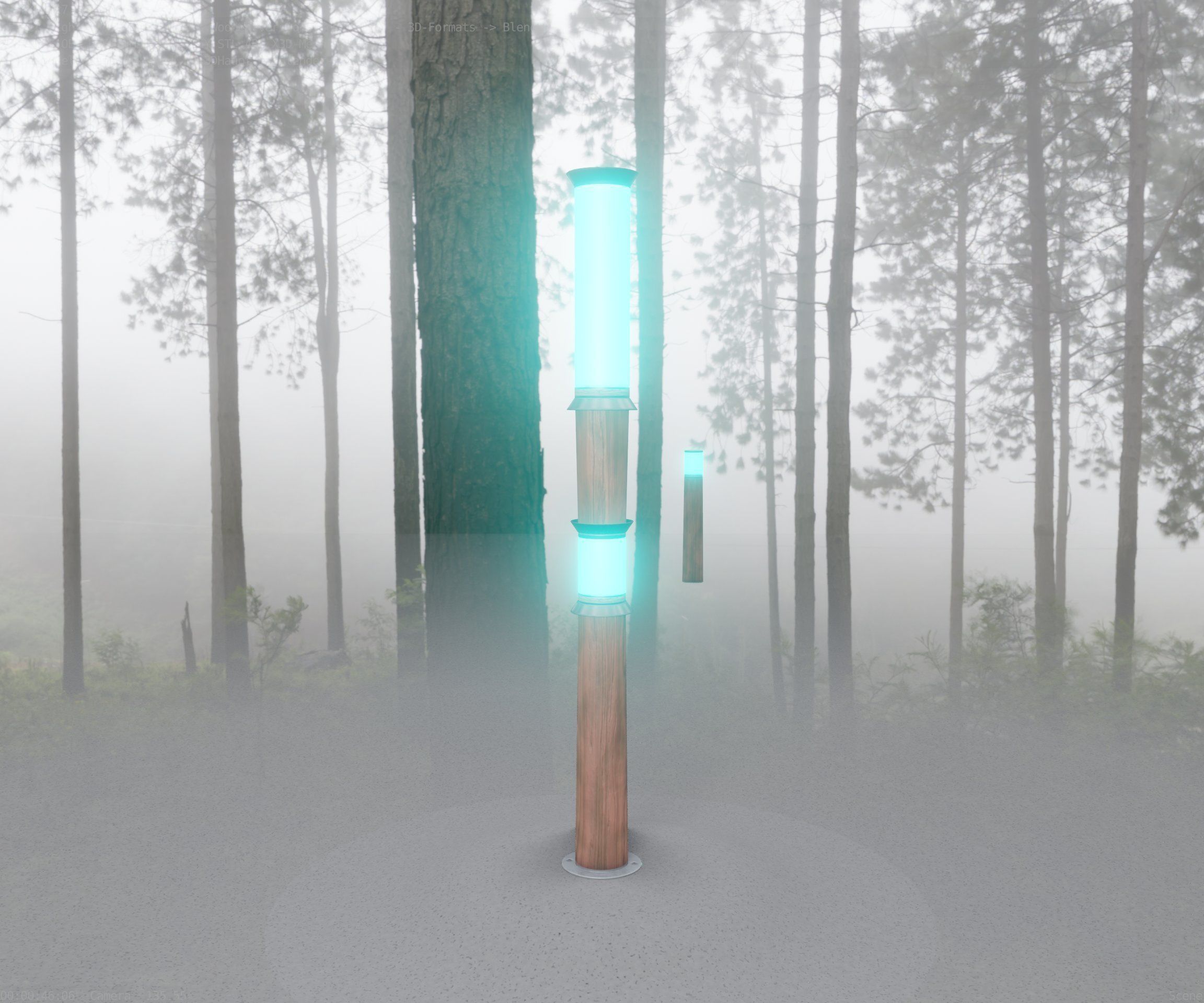 Wooden Light-Column 12 - Low-Poly Street-Light Set-9 Low-poly 3D model_10