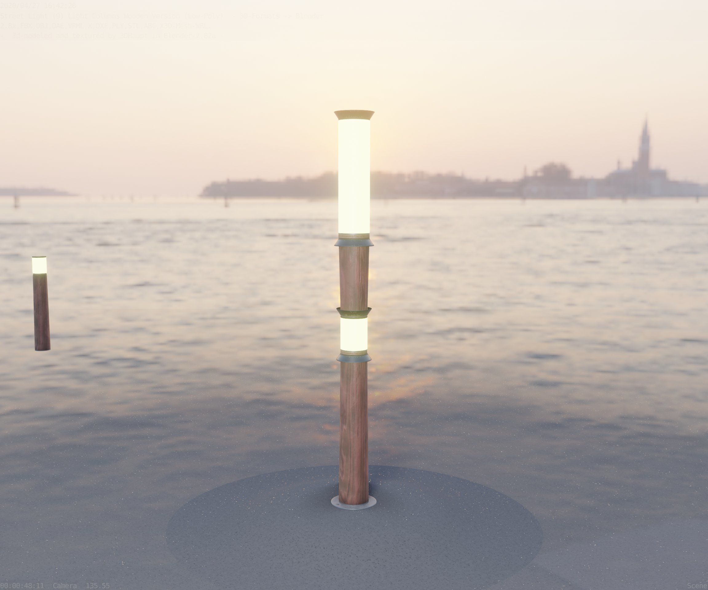 Wooden Light-Column 12 - Low-Poly Street-Light Set-9 Low-poly 3D model_63