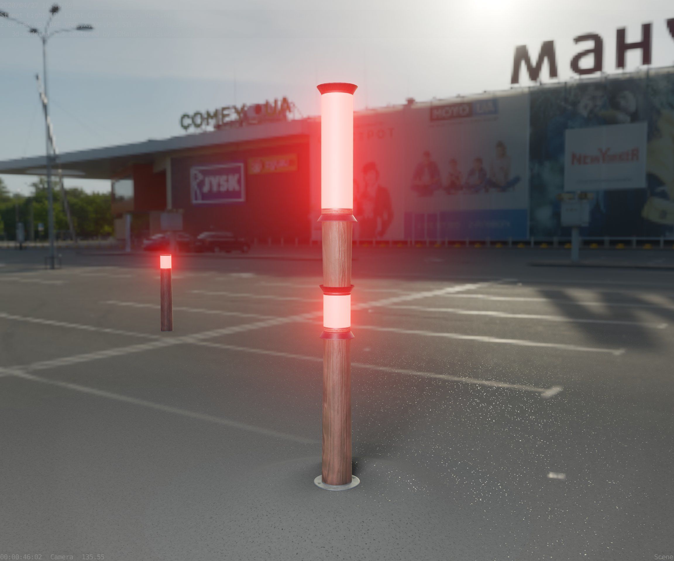 Wooden Light-Column 12 - Low-Poly Street-Light Set-9 Low-poly 3D model_6