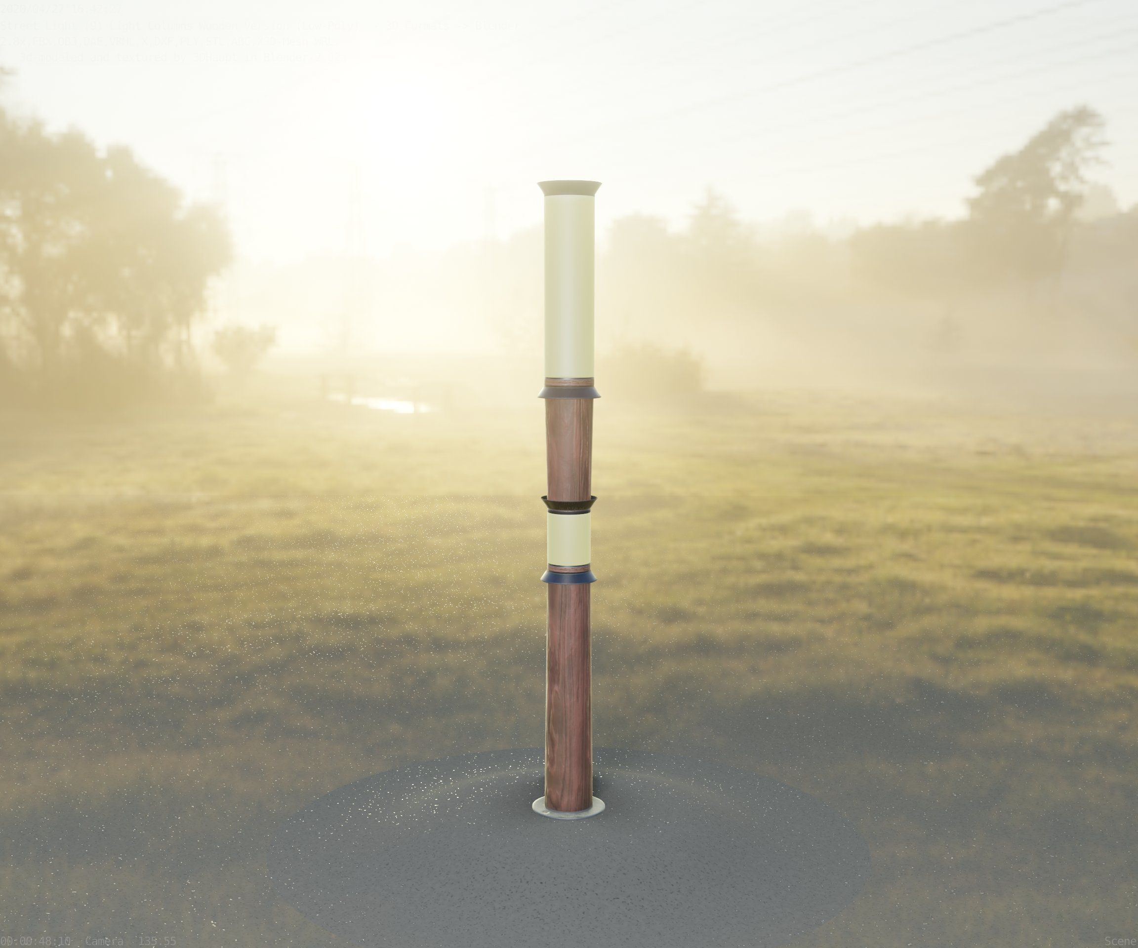 Wooden Light-Column 12 - Low-Poly Street-Light Set-9 Low-poly 3D model_62