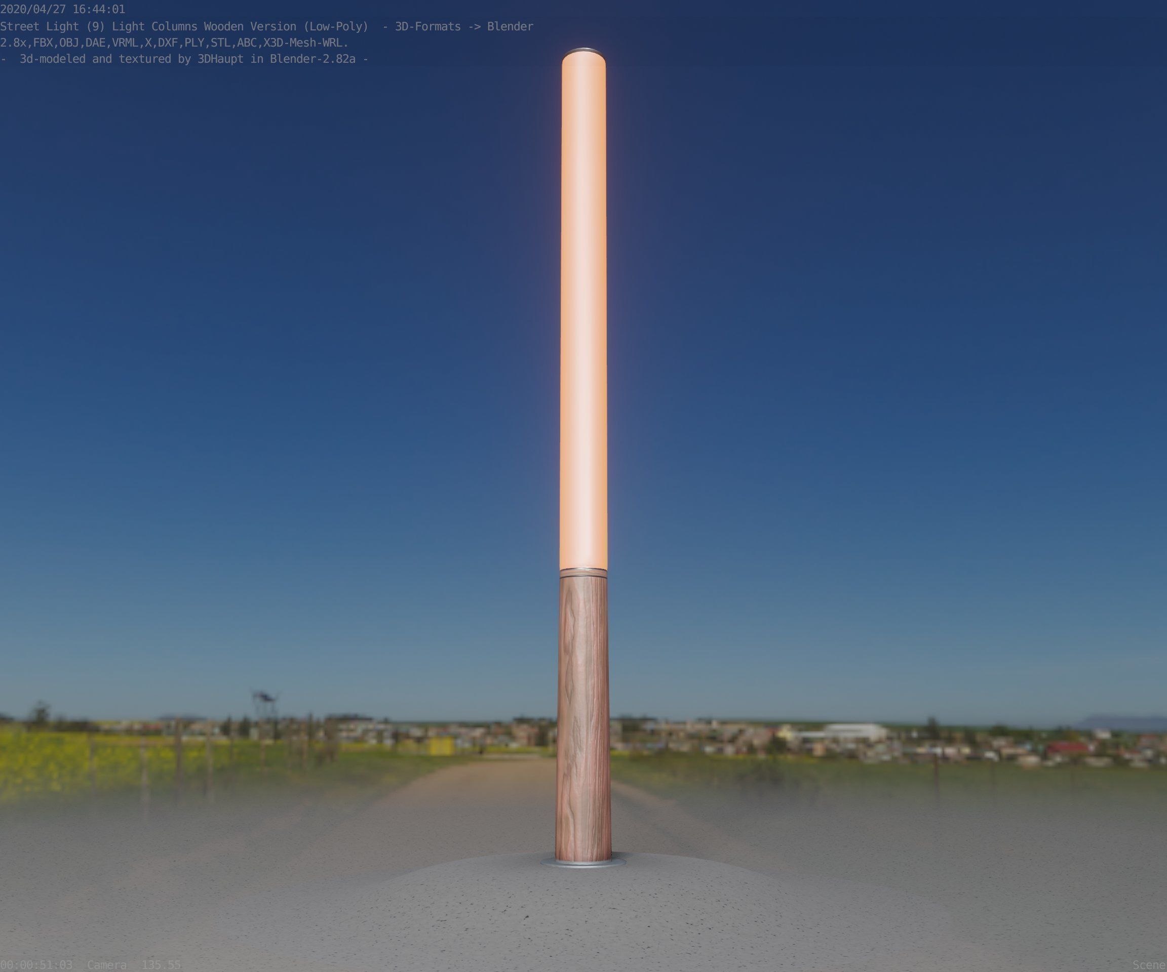 Wooden pillar of light 13 - Street-Light Set-9 Low-Poly Low-poly 3D model_19