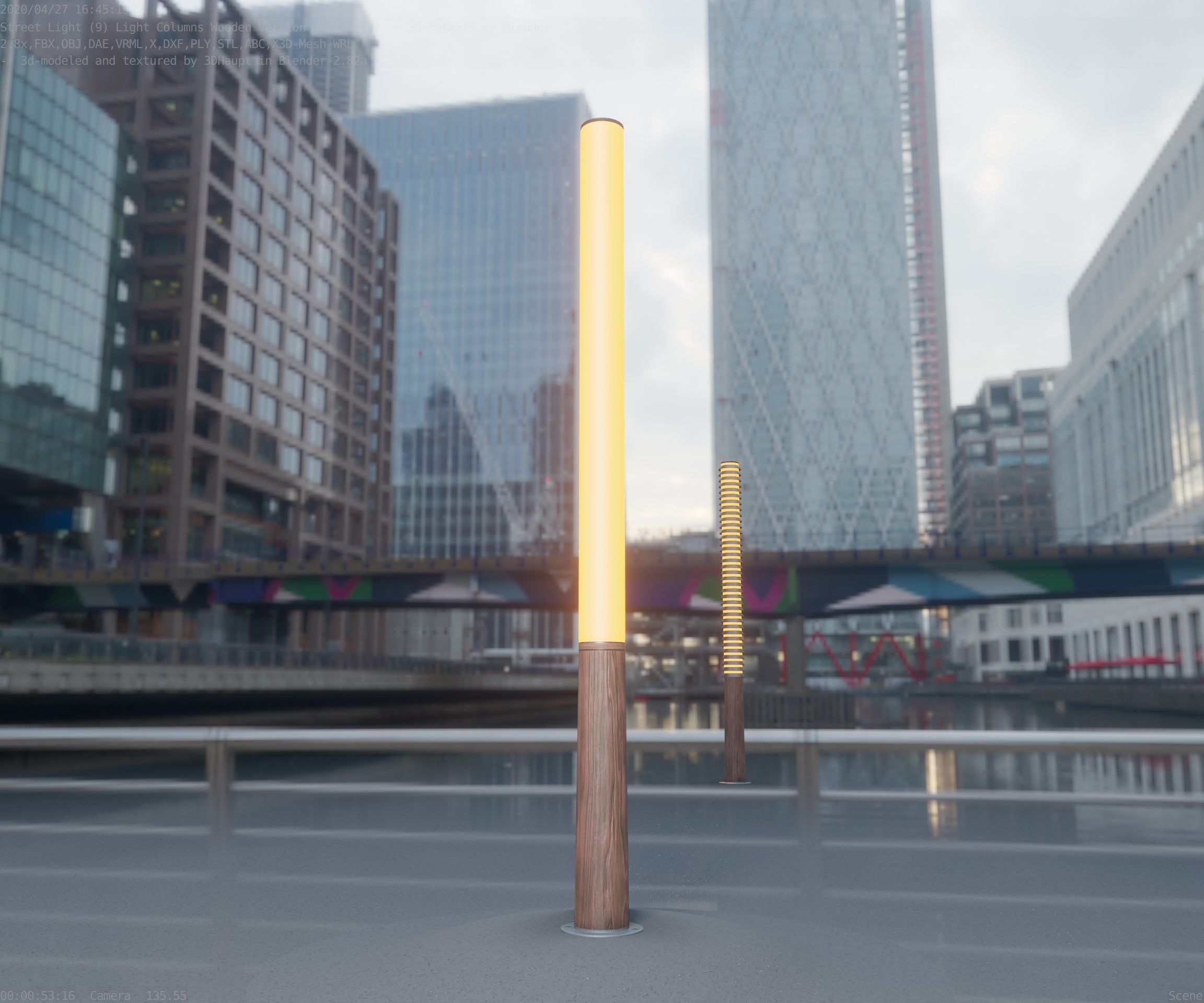 Wooden pillar of light 13 - Street-Light Set-9 Low-Poly Low-poly 3D model_39
