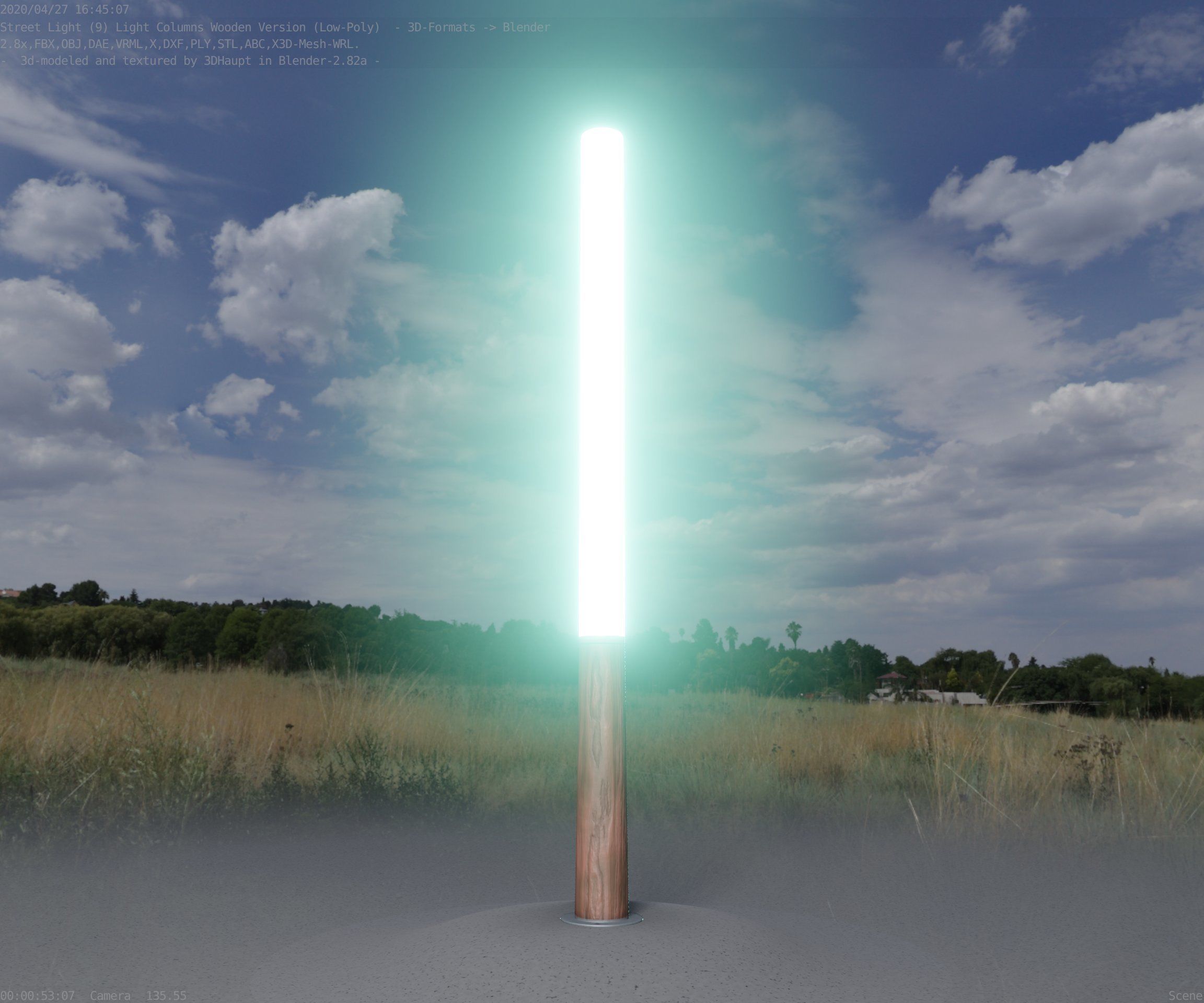 Wooden pillar of light 13 - Street-Light Set-9 Low-Poly Low-poly 3D model_30
