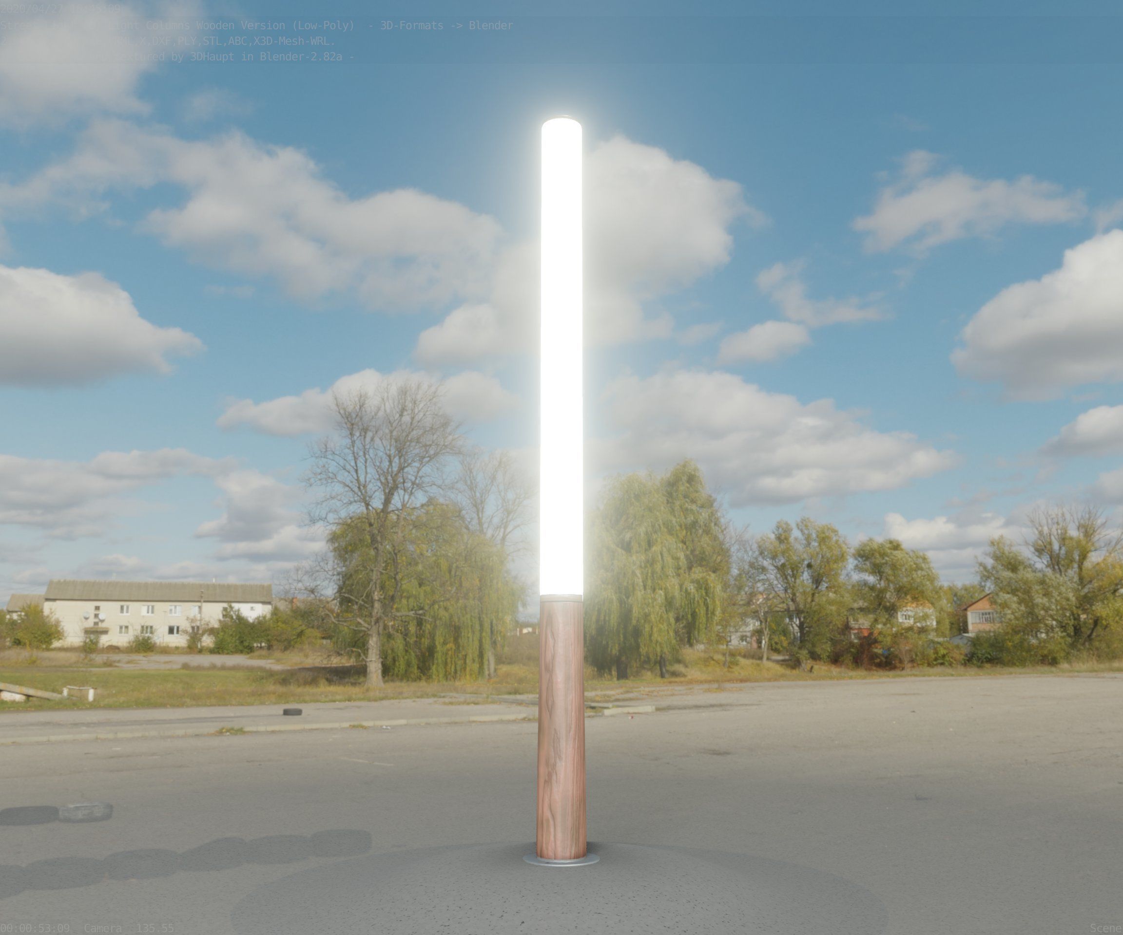 Wooden pillar of light 13 - Street-Light Set-9 Low-Poly Low-poly 3D model_32