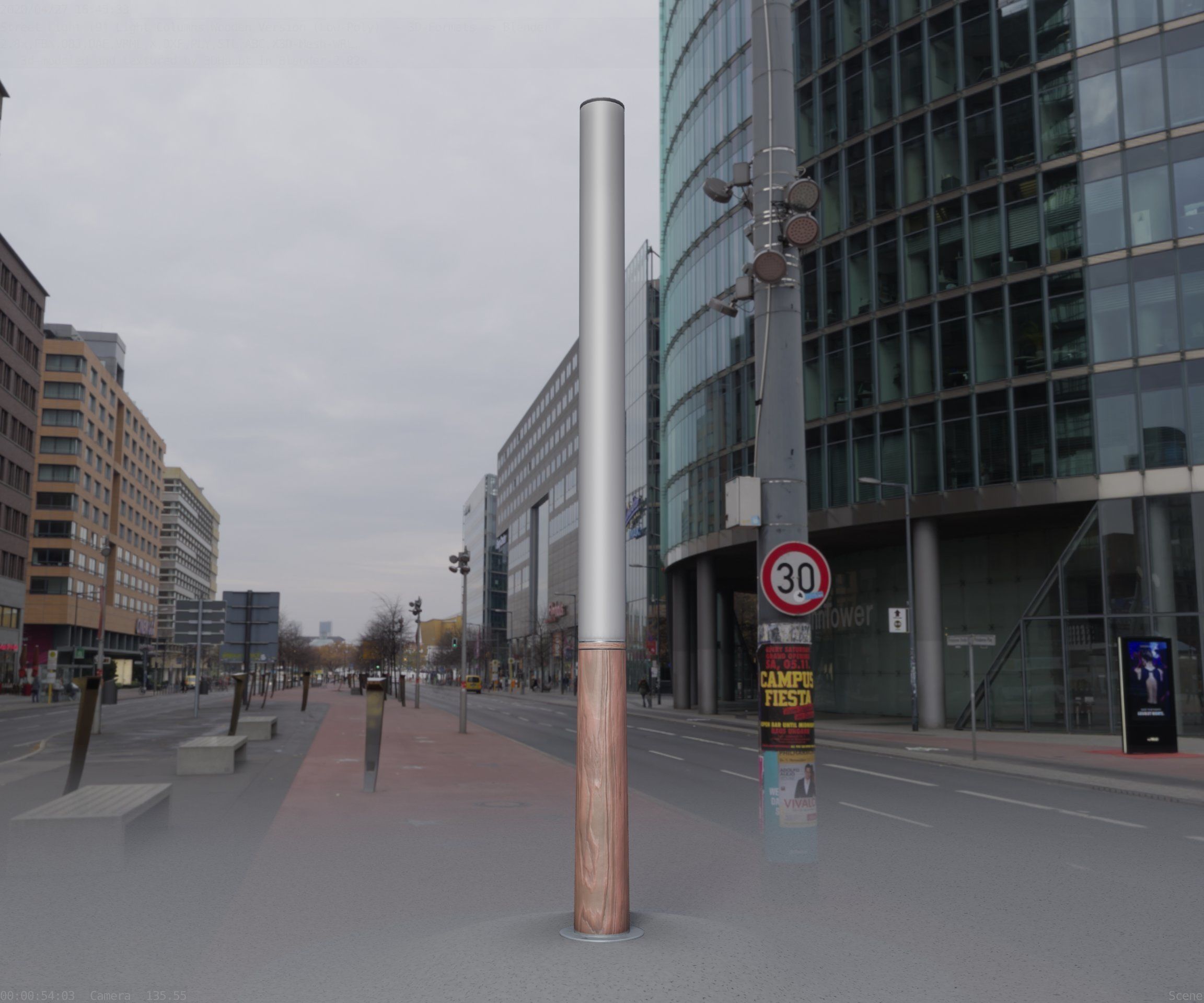 Wooden pillar of light 13 - Street-Light Set-9 Low-Poly Low-poly 3D model_99