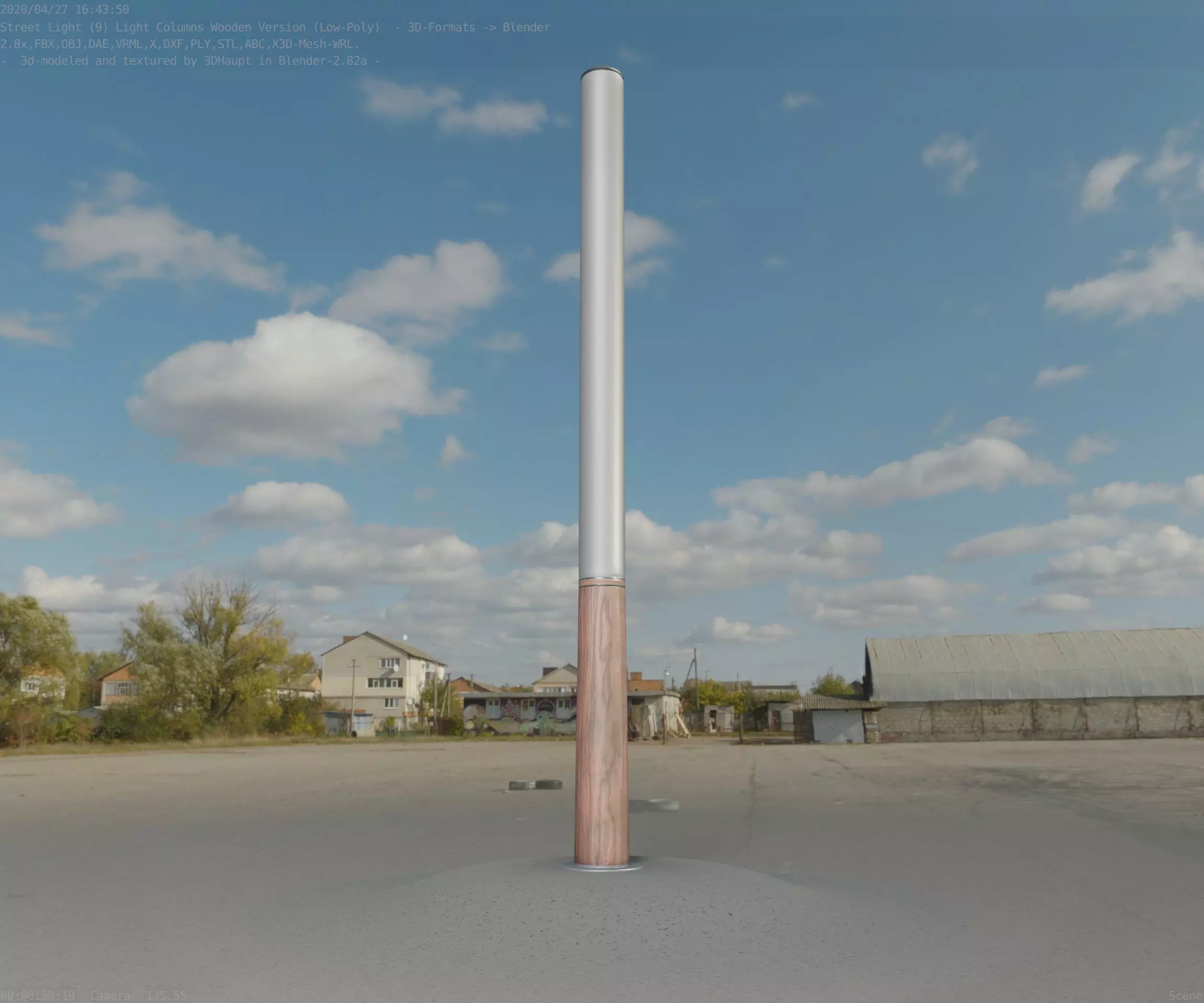 Wooden pillar of light 13 - Street-Light Set-9 Low-Poly Low-poly 3D model_0