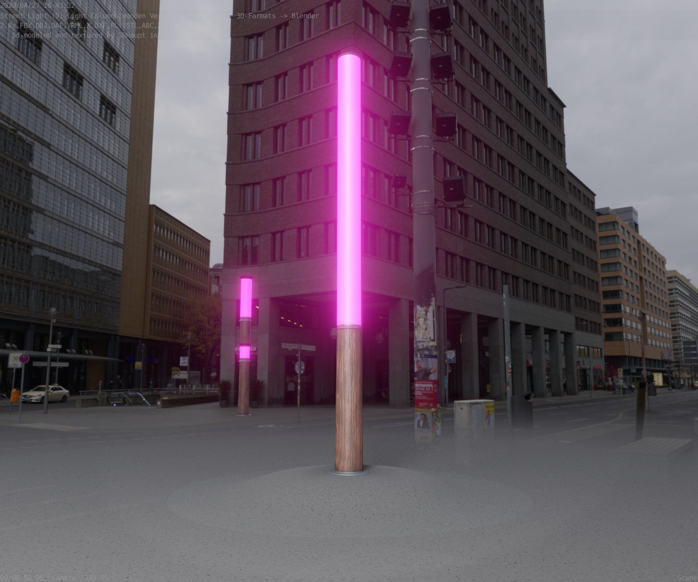Wooden pillar of light 13 - Street-Light Set-9 Low-Poly Low-poly 3D model_40