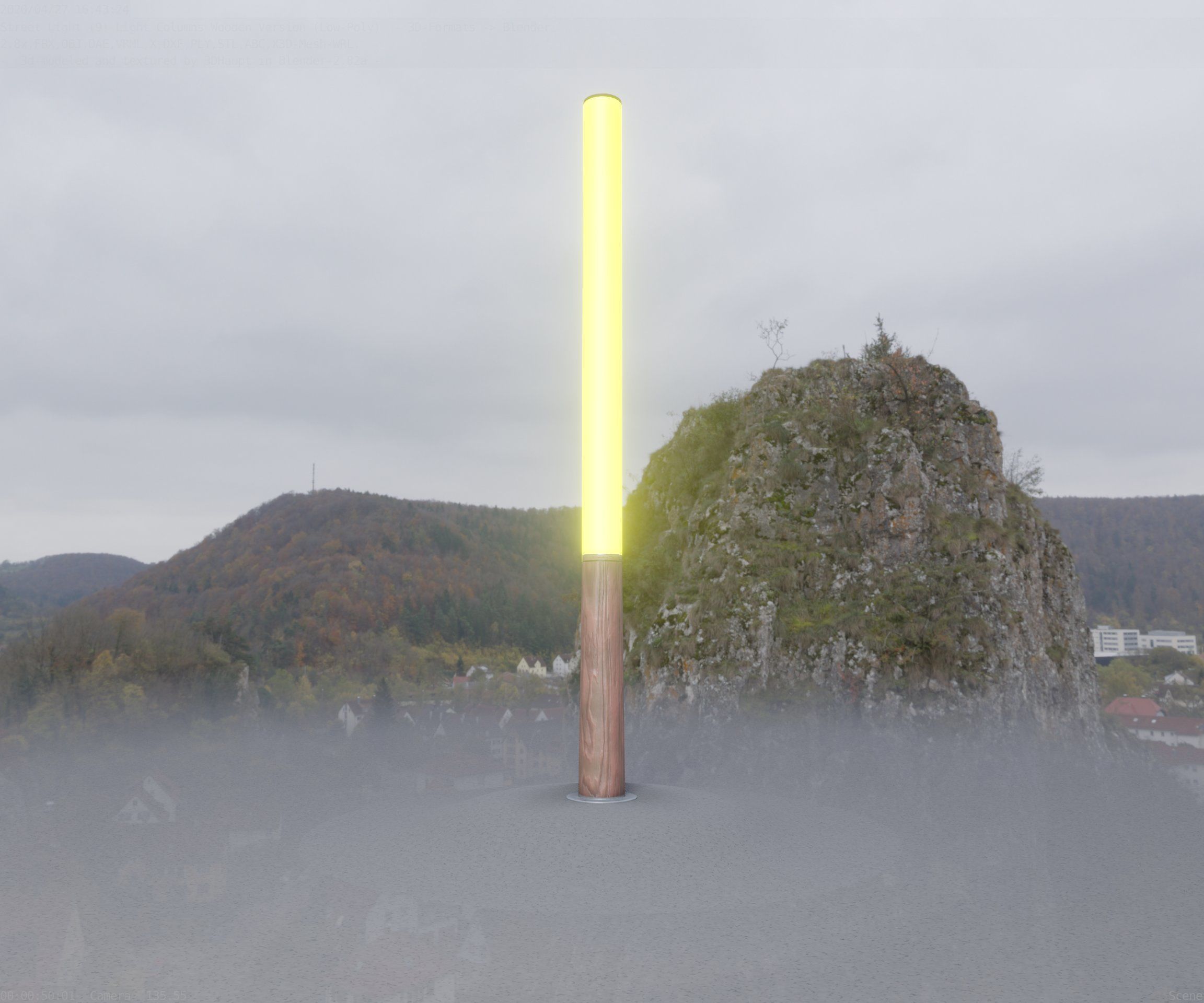 Wooden pillar of light 13 - Street-Light Set-9 Low-Poly Low-poly 3D model_4