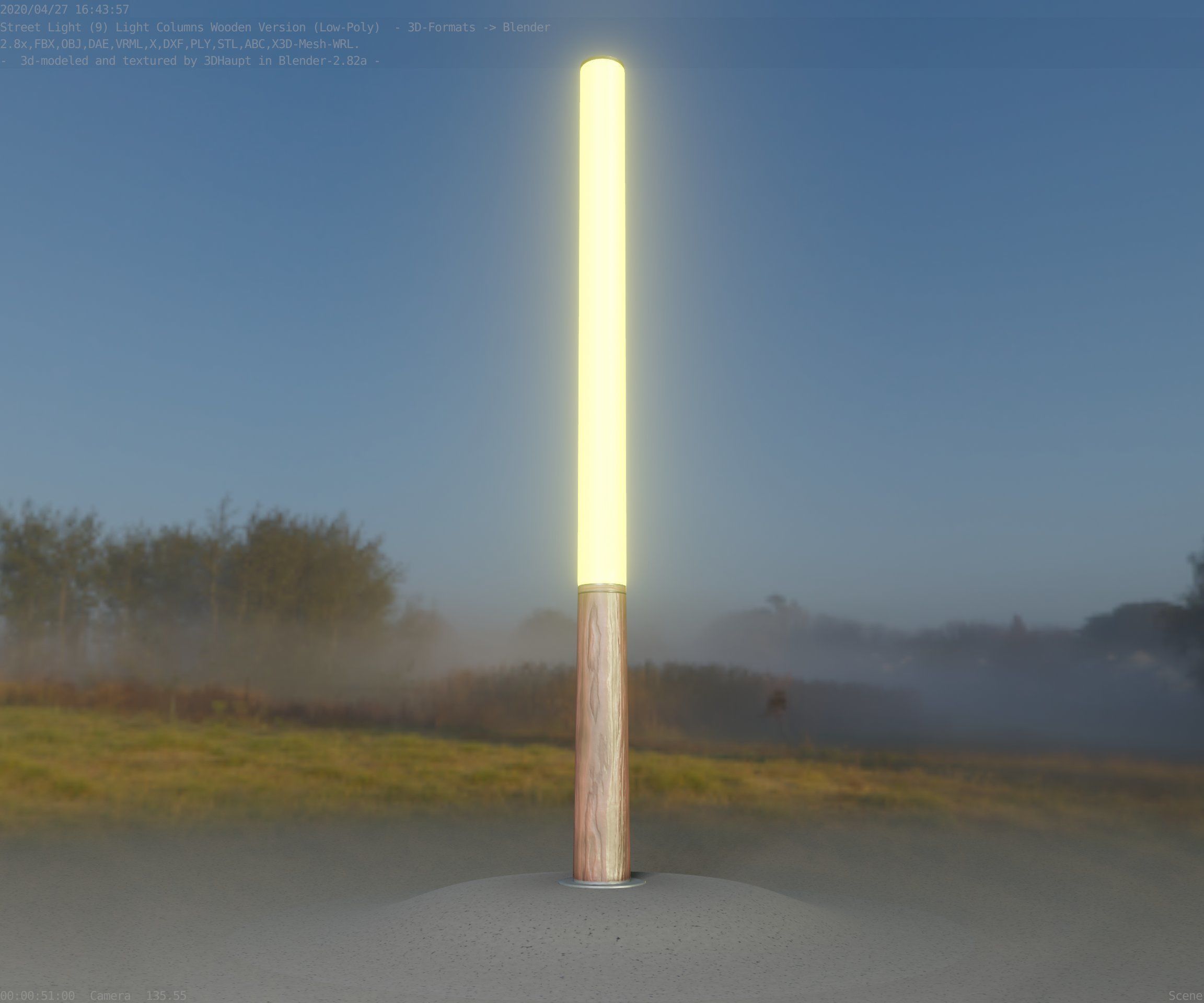 Wooden pillar of light 13 - Street-Light Set-9 Low-Poly Low-poly 3D model_17