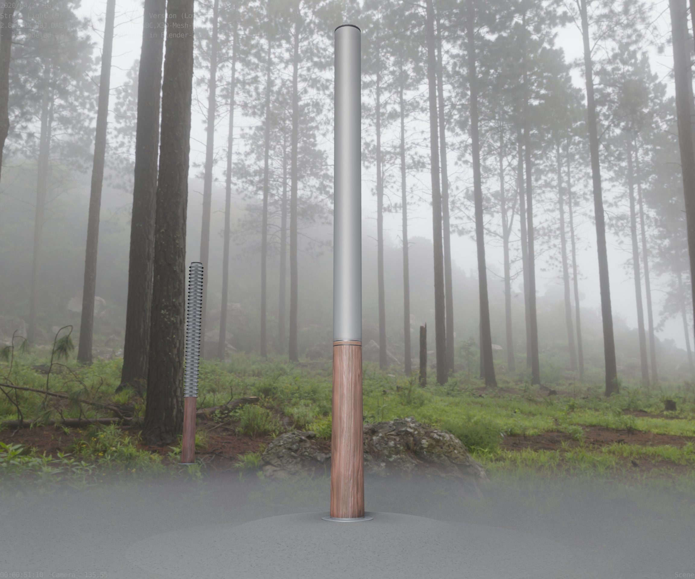Wooden pillar of light 13 - Street-Light Set-9 Low-Poly Low-poly 3D model_50