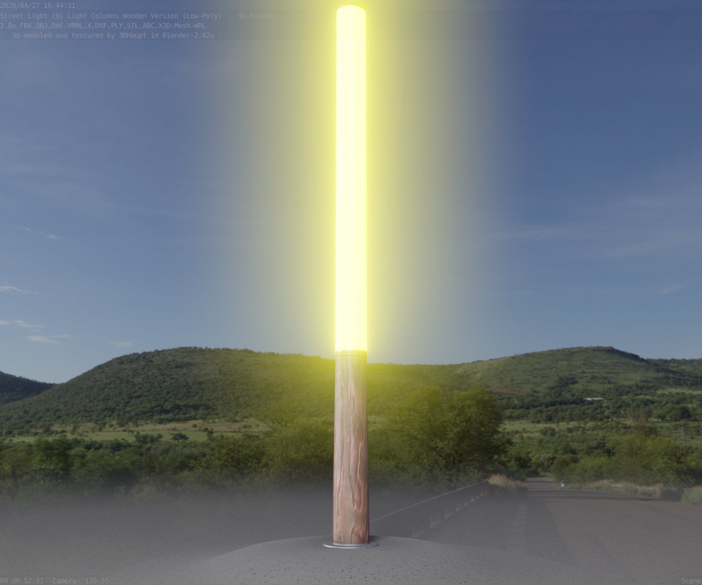 Wooden pillar of light 13 - Street-Light Set-9 Low-Poly Low-poly 3D model_65
