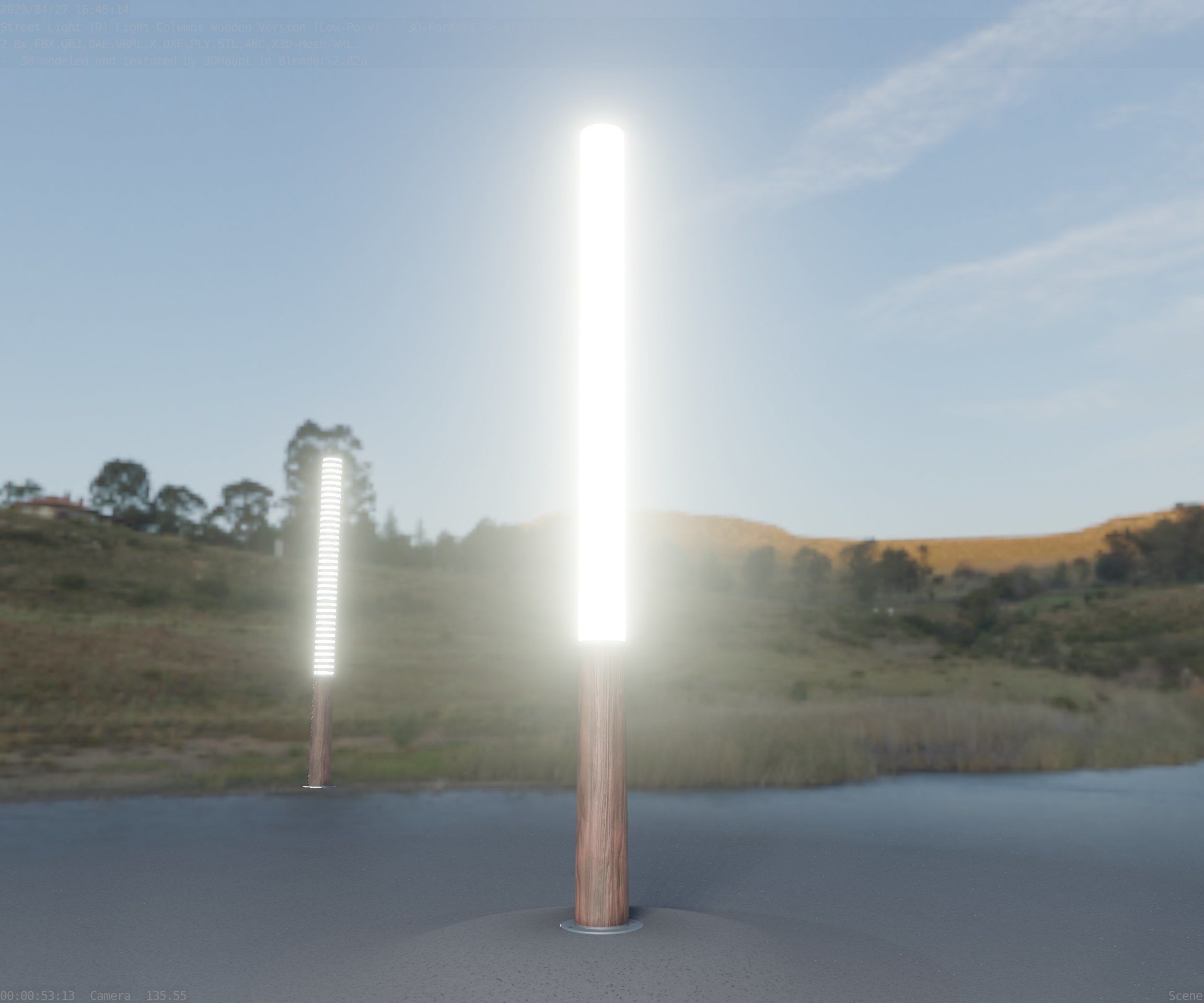 Wooden pillar of light 13 - Street-Light Set-9 Low-Poly Low-poly 3D model_36