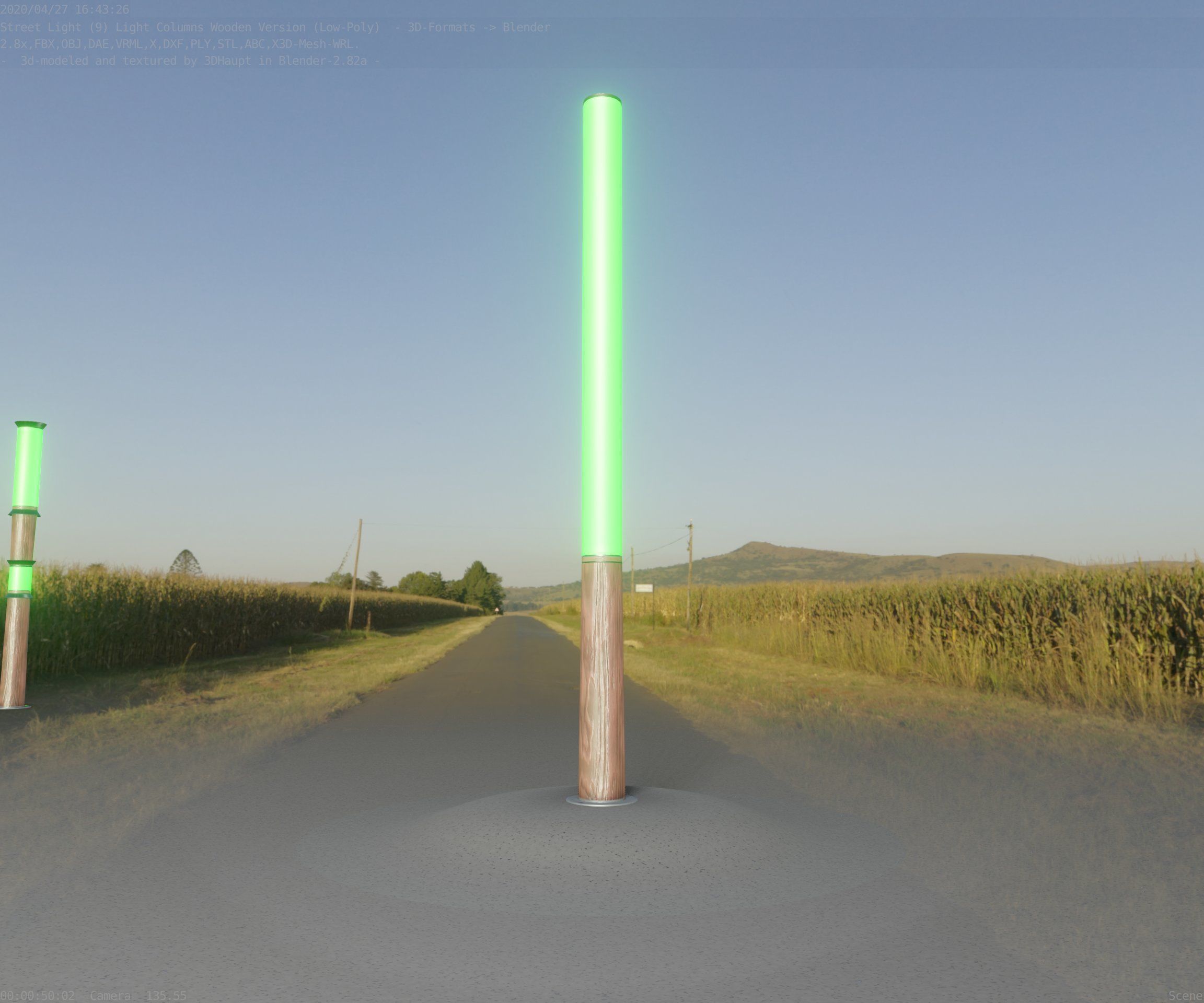 Wooden pillar of light 13 - Street-Light Set-9 Low-Poly Low-poly 3D model_6