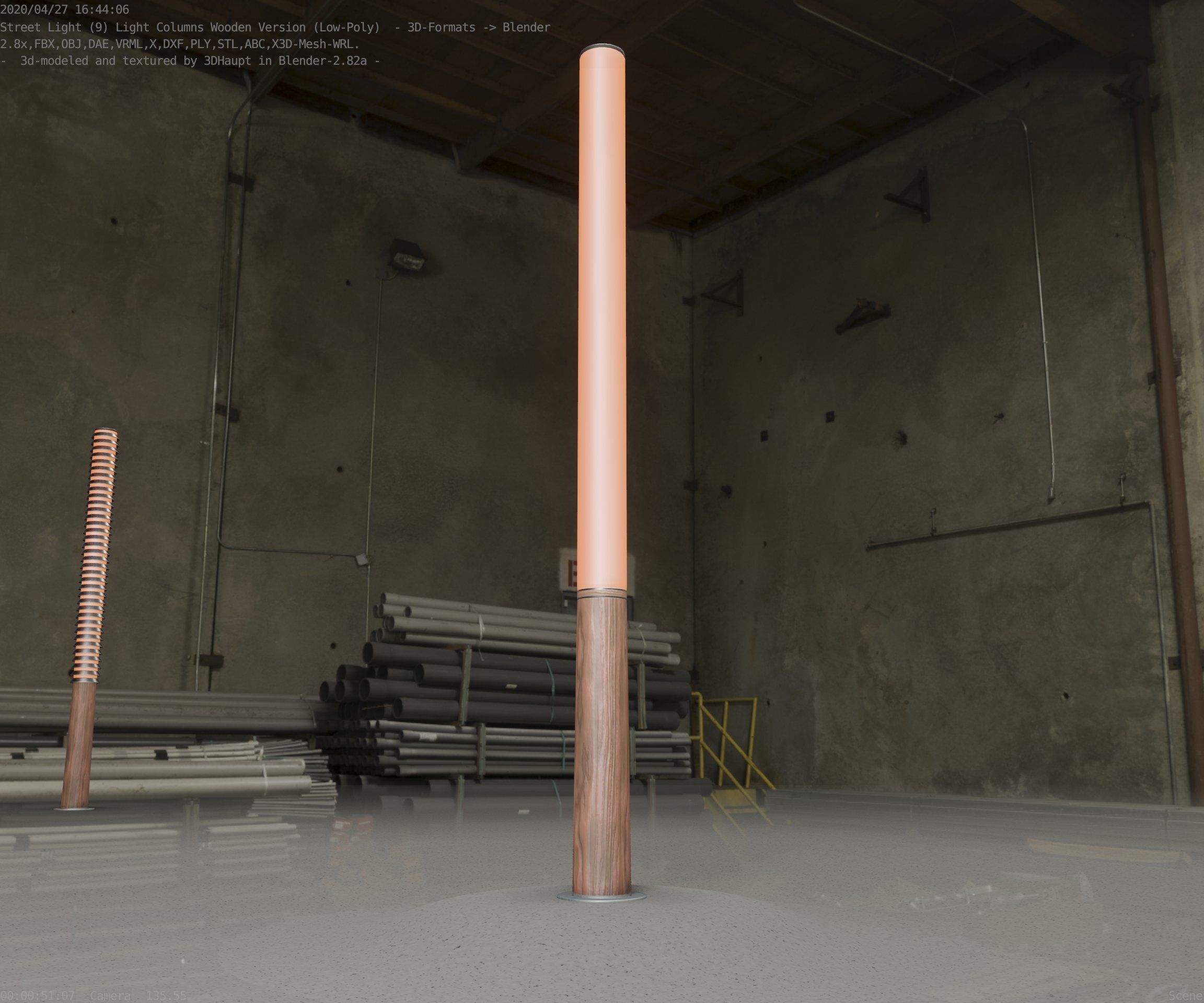 Wooden pillar of light 13 - Street-Light Set-9 Low-Poly Low-poly 3D model_22