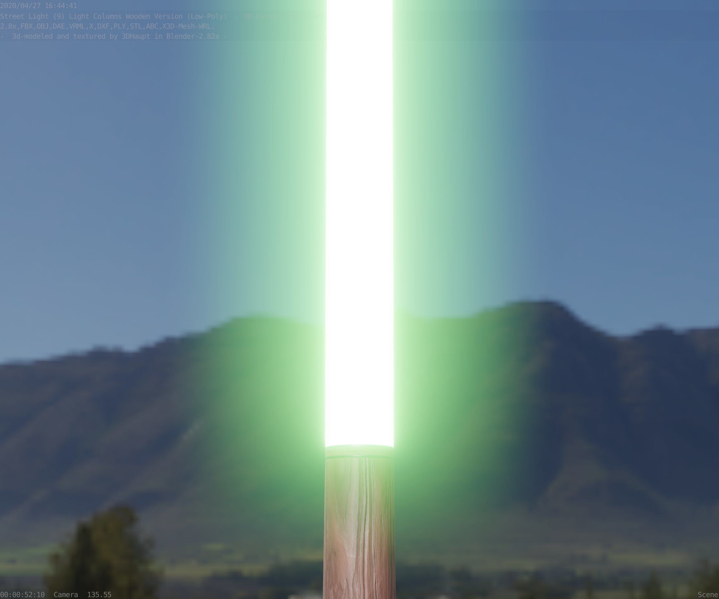Wooden pillar of light 13 - Street-Light Set-9 Low-Poly Low-poly 3D model_74