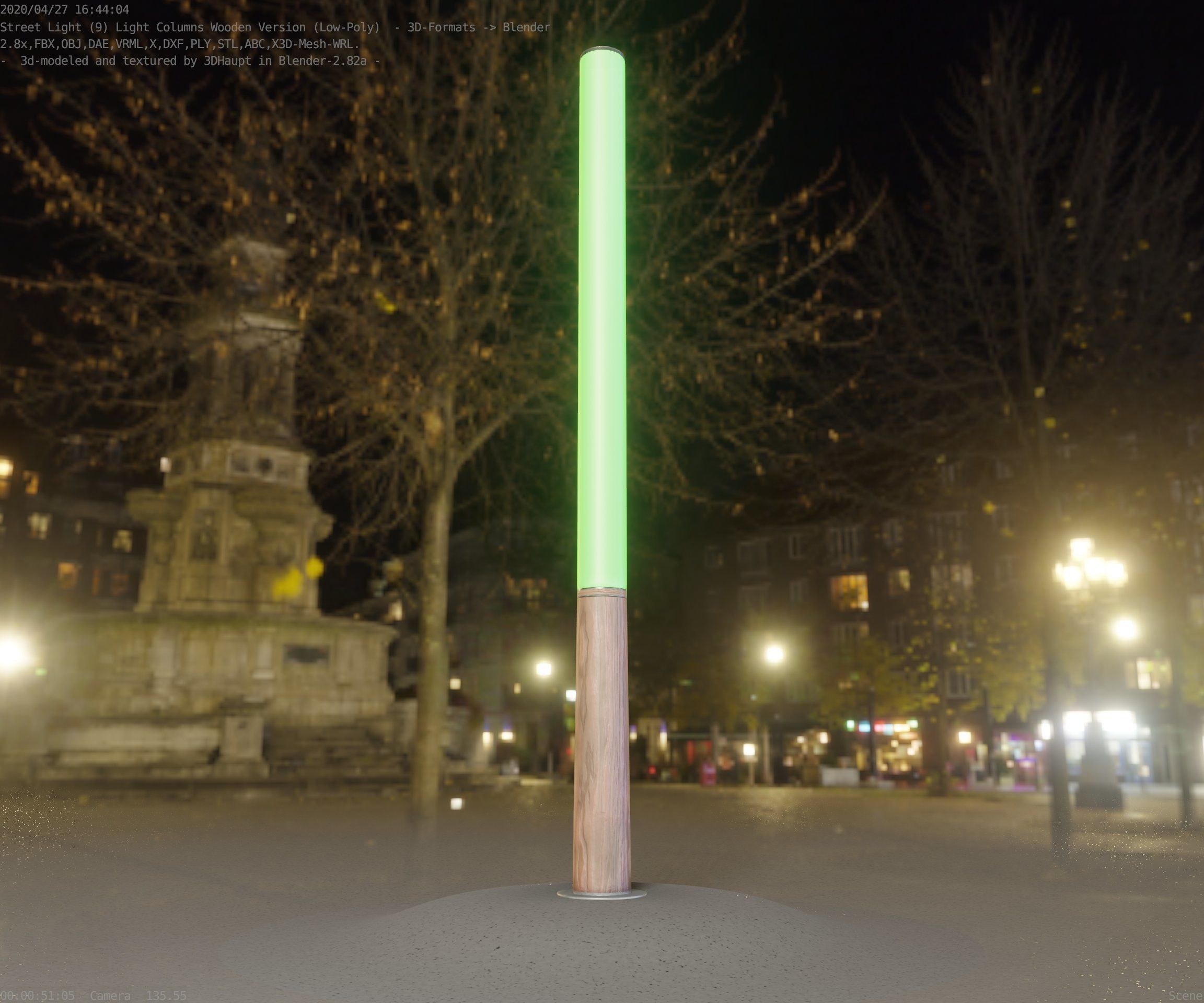 Wooden pillar of light 13 - Street-Light Set-9 Low-Poly Low-poly 3D model_20