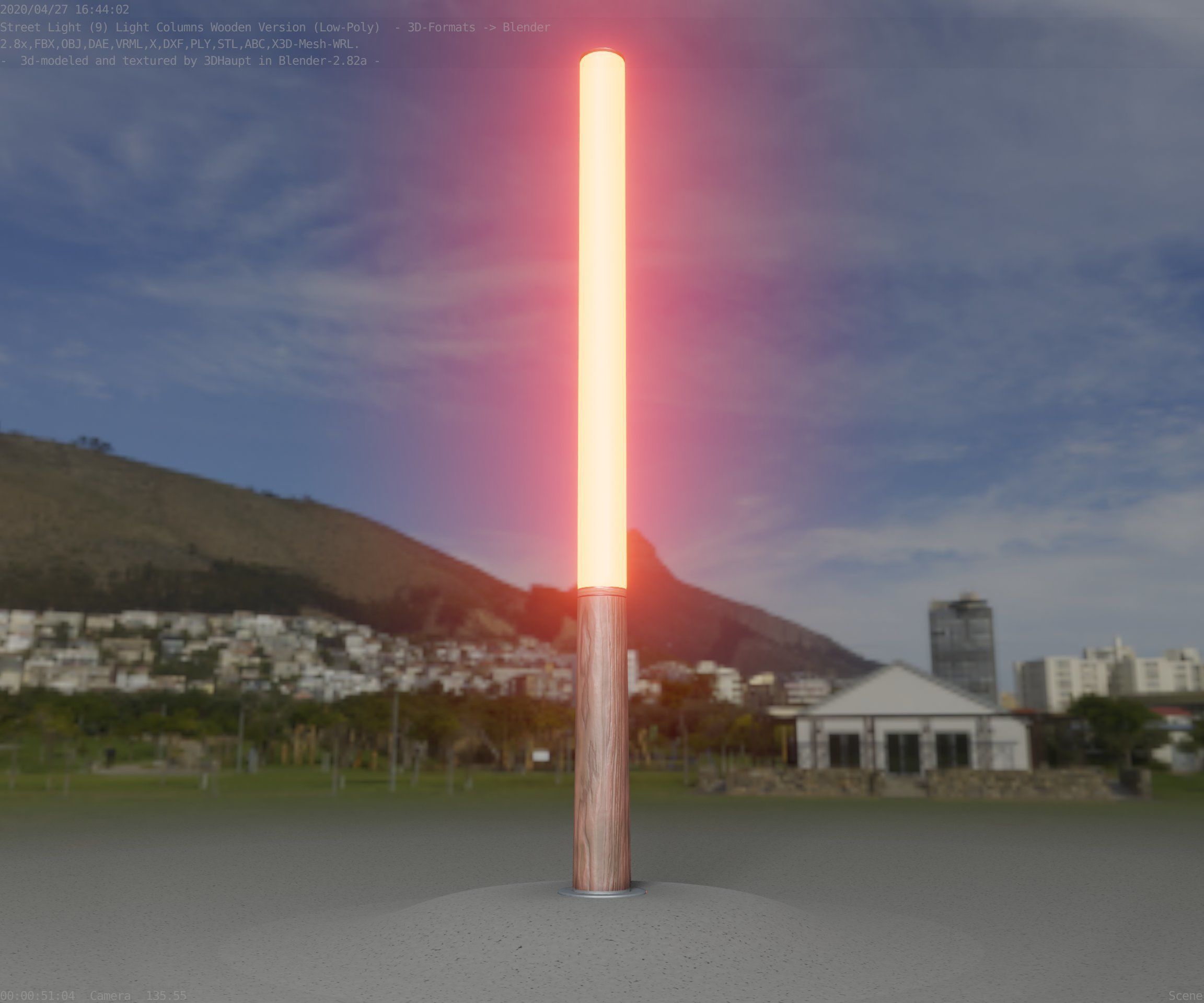 Wooden pillar of light 13 - Street-Light Set-9 Low-Poly Low-poly 3D model_5