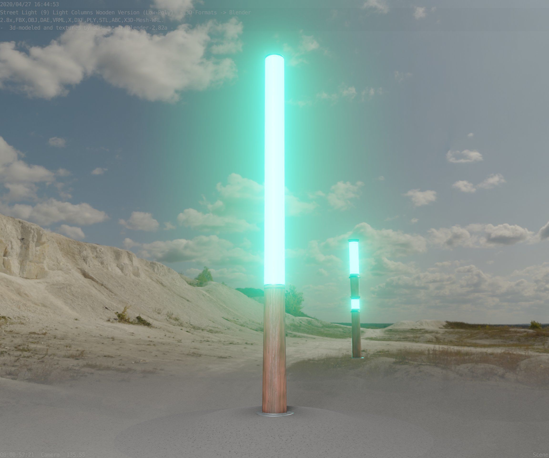 Wooden pillar of light 13 - Street-Light Set-9 Low-Poly Low-poly 3D model_85