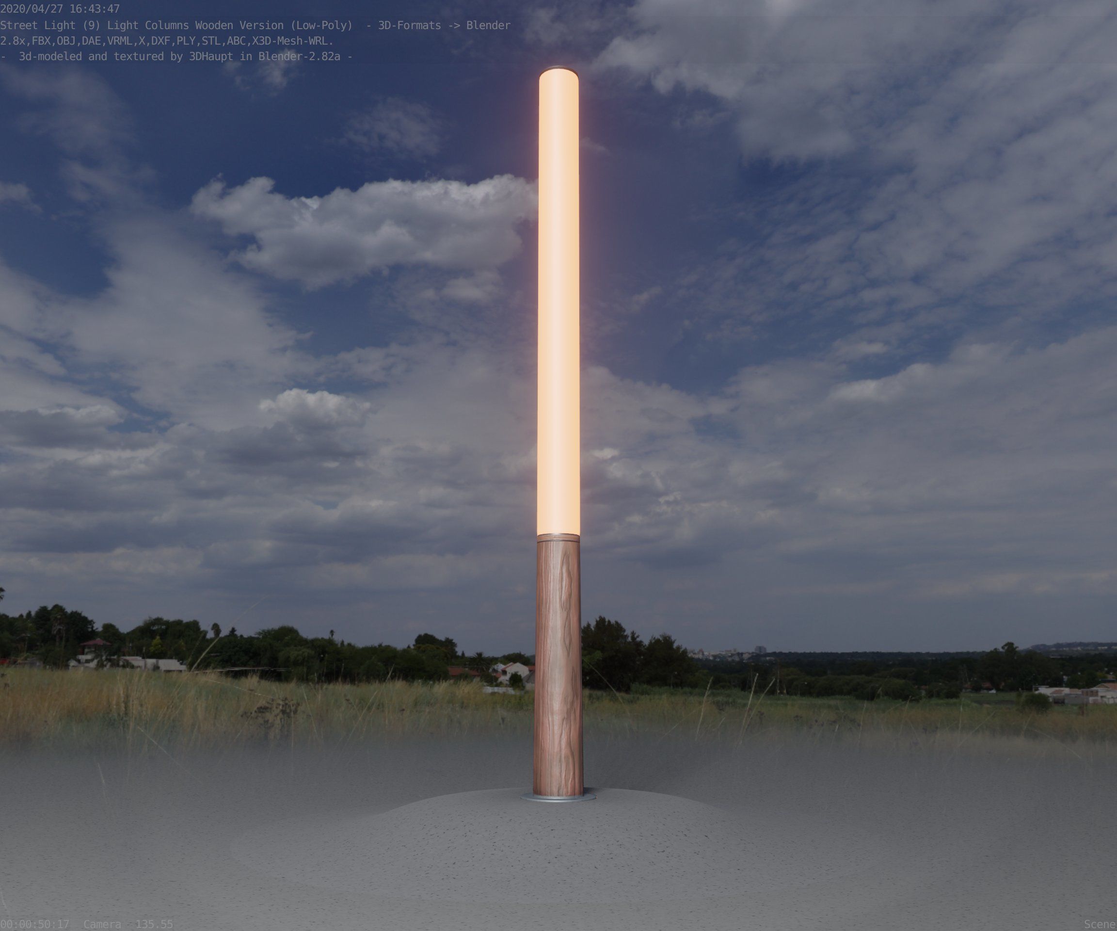 Wooden pillar of light 13 - Street-Light Set-9 Low-Poly Low-poly 3D model_11
