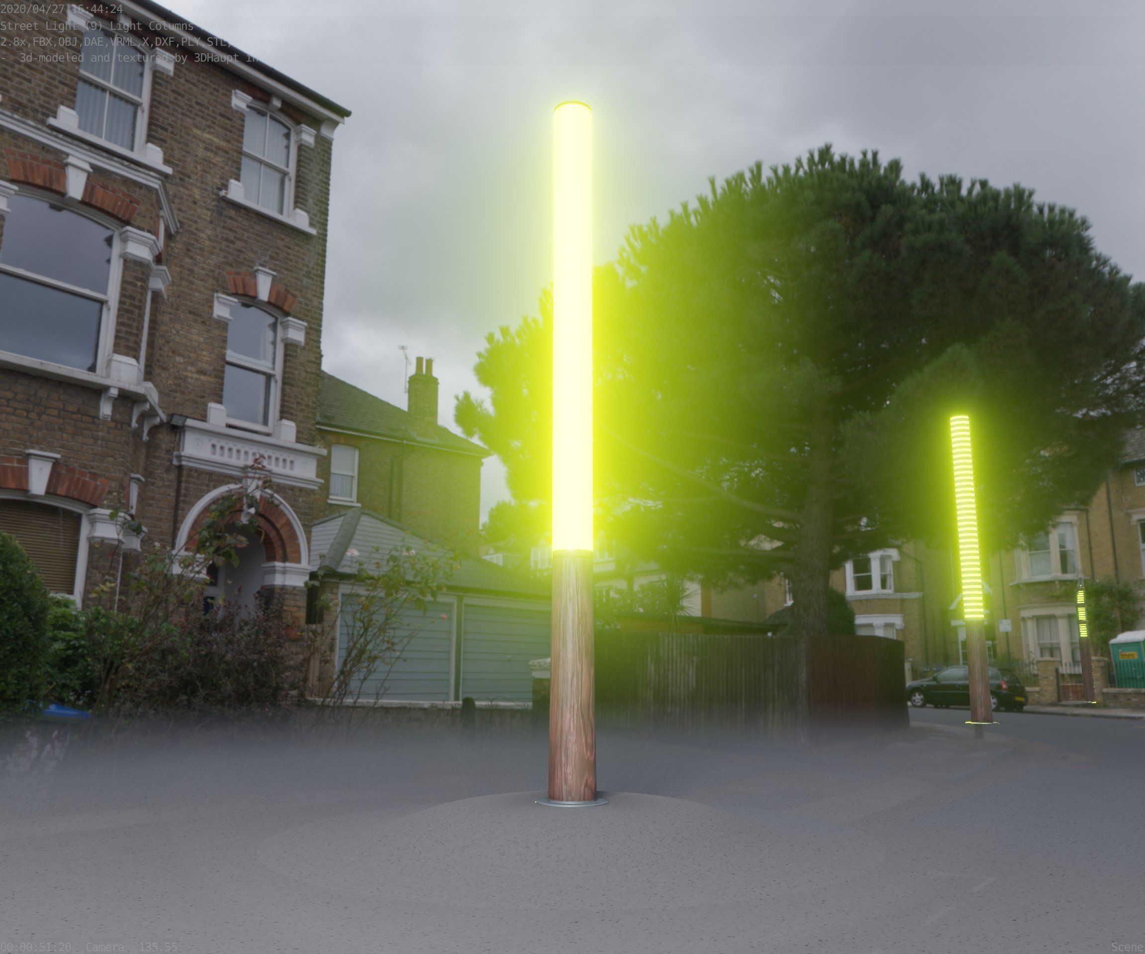 Wooden pillar of light 13 - Street-Light Set-9 Low-Poly Low-poly 3D model_60