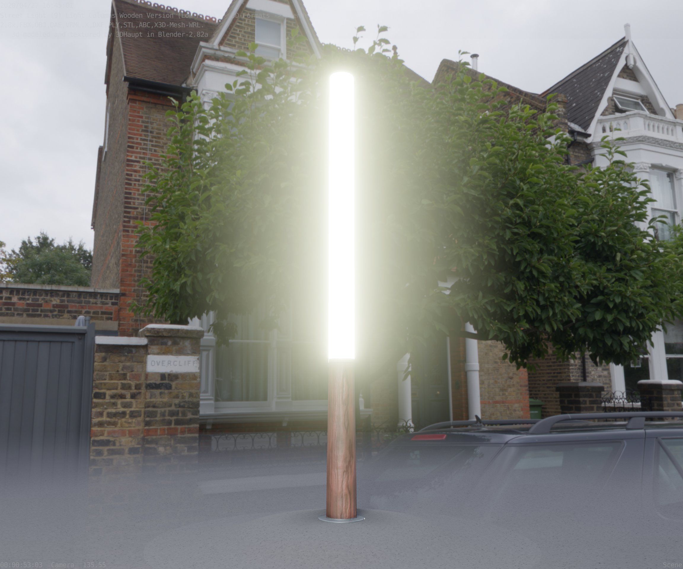 Wooden pillar of light 13 - Street-Light Set-9 Low-Poly Low-poly 3D model_26