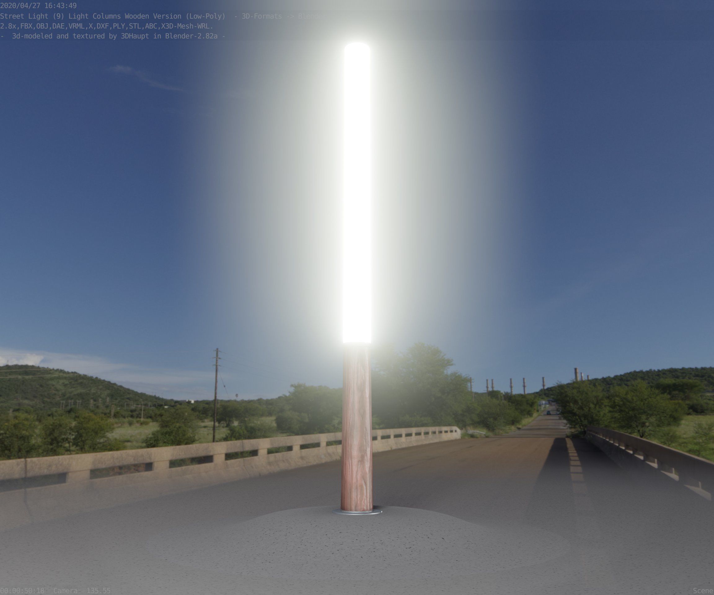 Wooden pillar of light 13 - Street-Light Set-9 Low-Poly Low-poly 3D model_12
