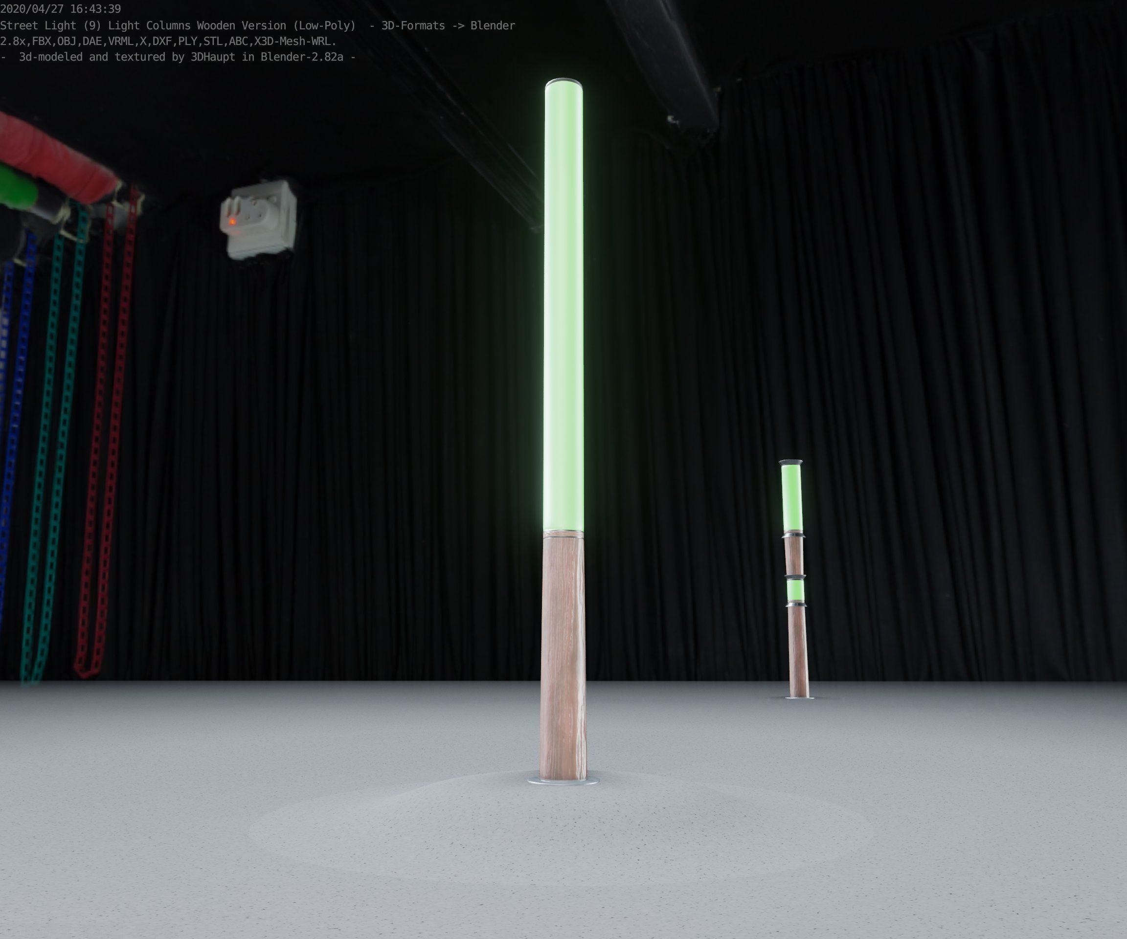 Wooden pillar of light 13 - Street-Light Set-9 Low-Poly Low-poly 3D model_45