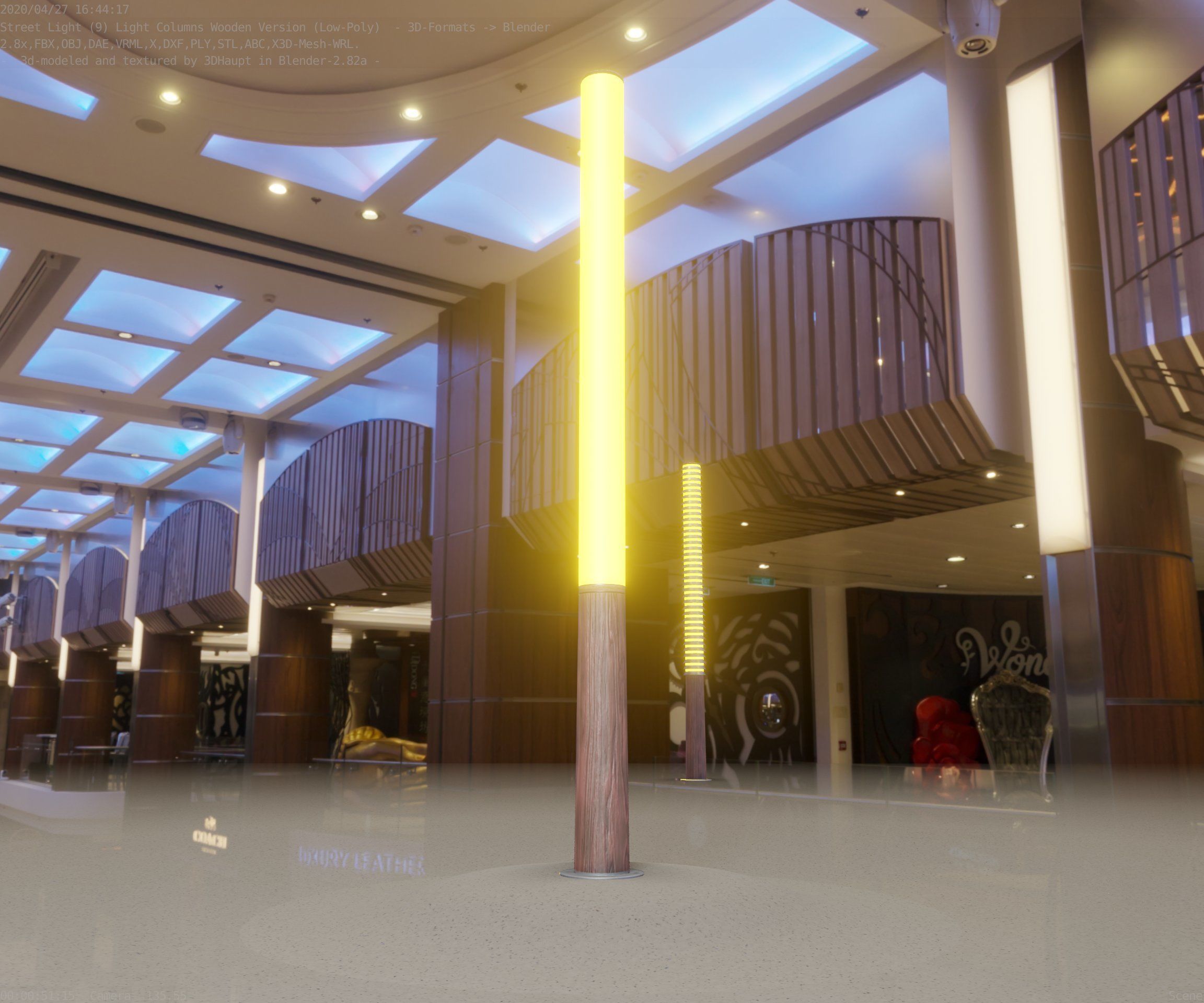 Wooden pillar of light 13 - Street-Light Set-9 Low-Poly Low-poly 3D model_55