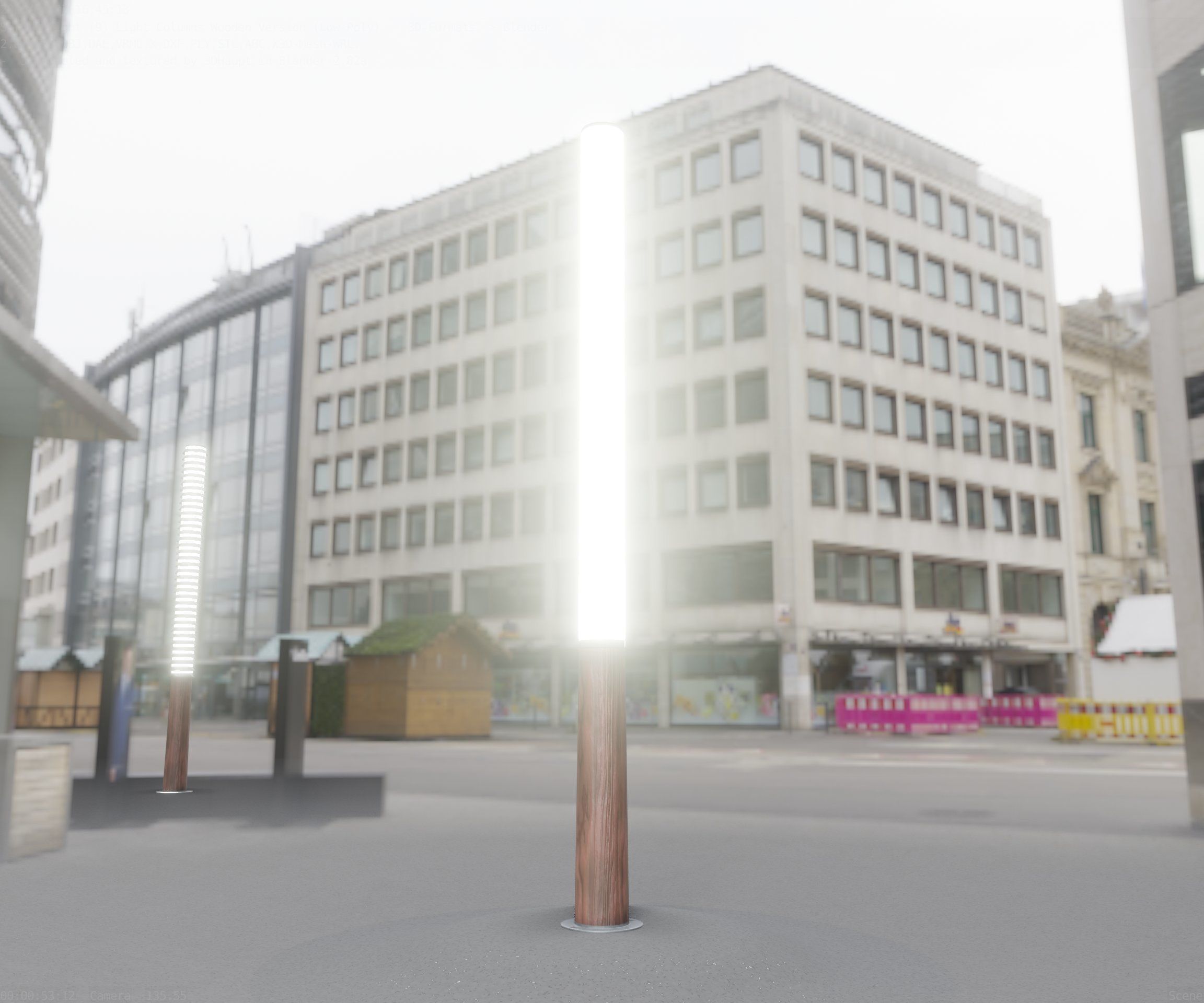 Wooden pillar of light 13 - Street-Light Set-9 Low-Poly Low-poly 3D model_35