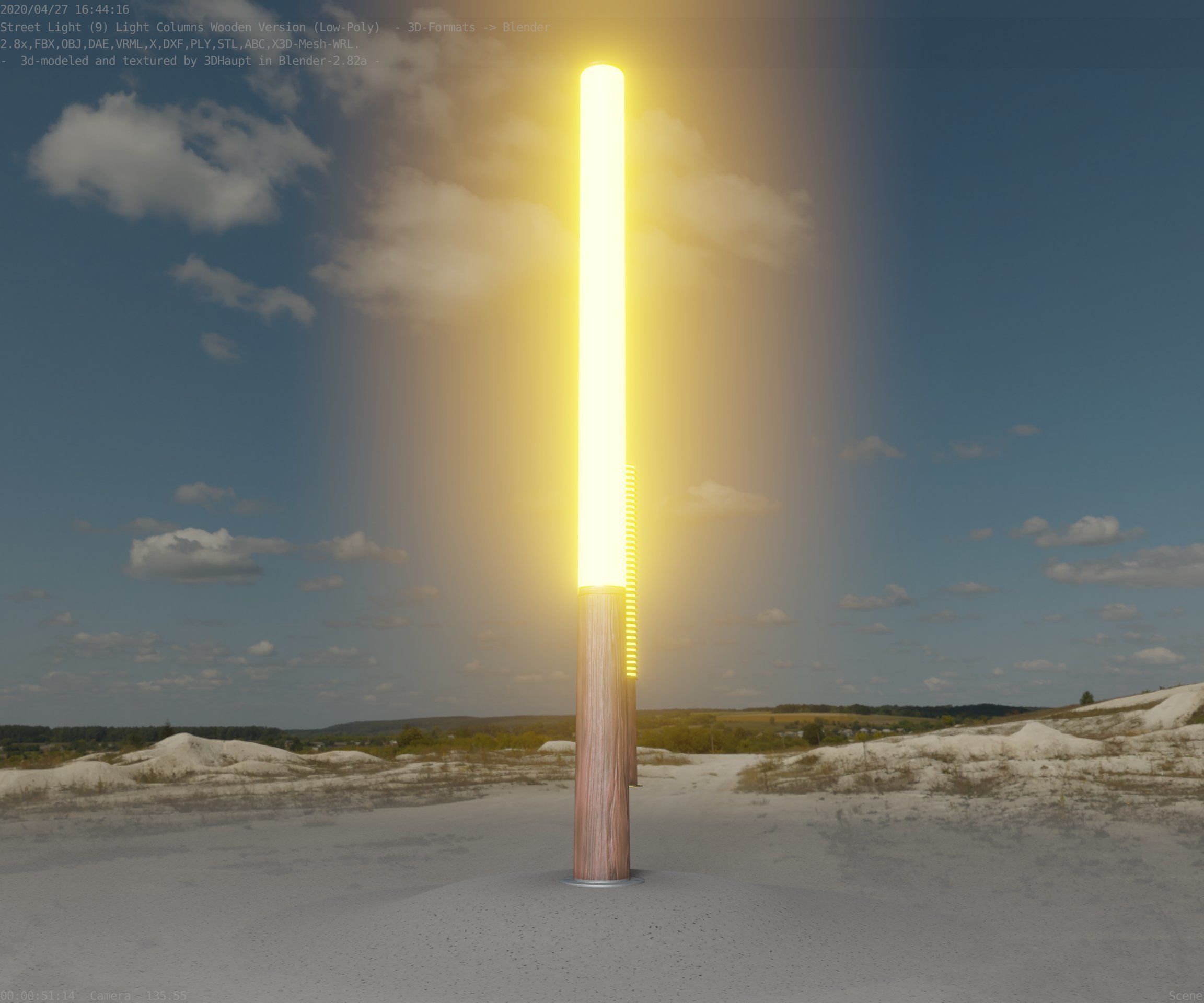 Wooden pillar of light 13 - Street-Light Set-9 Low-Poly Low-poly 3D model_54