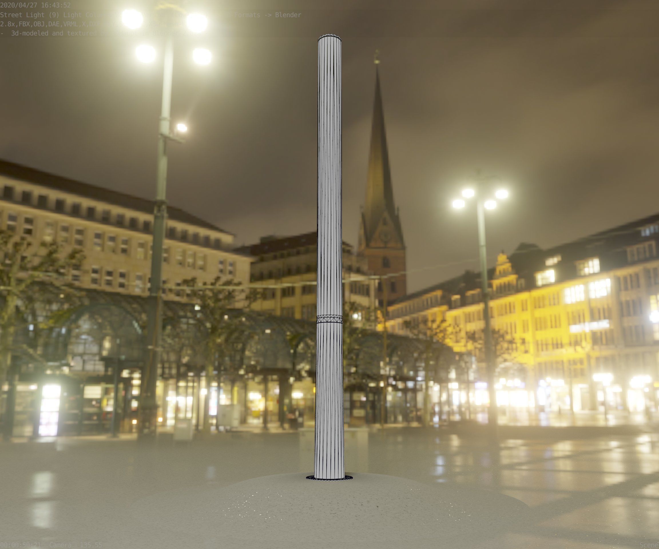 Wooden pillar of light 13 - Street-Light Set-9 Low-Poly Low-poly 3D model_14