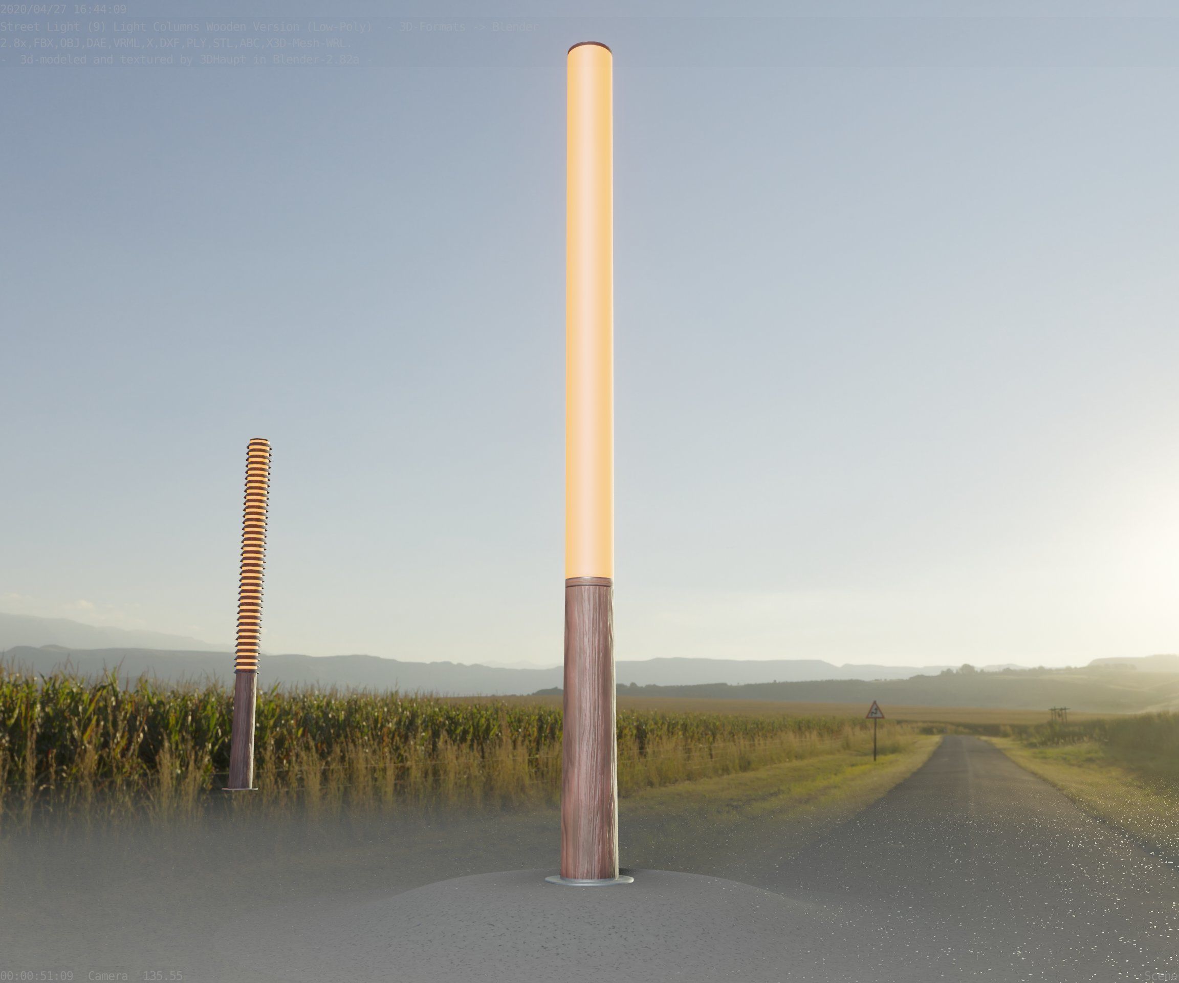 Wooden pillar of light 13 - Street-Light Set-9 Low-Poly Low-poly 3D model_49