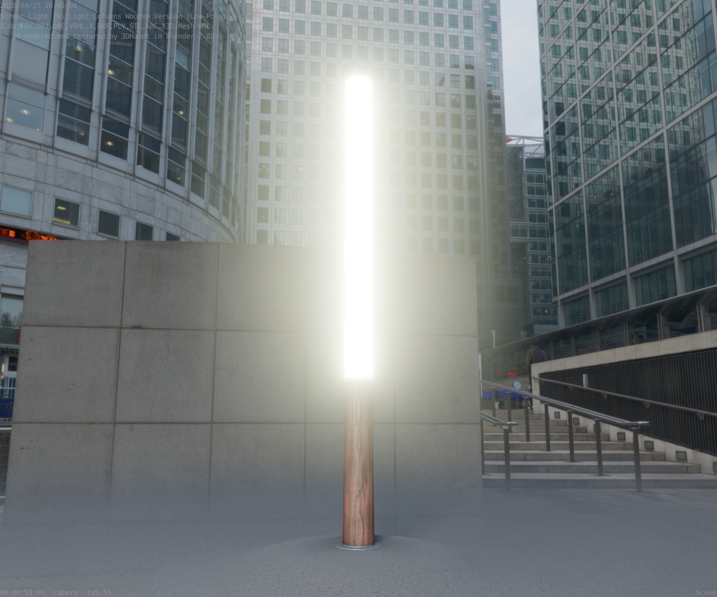Wooden pillar of light 13 - Street-Light Set-9 Low-Poly Low-poly 3D model_28