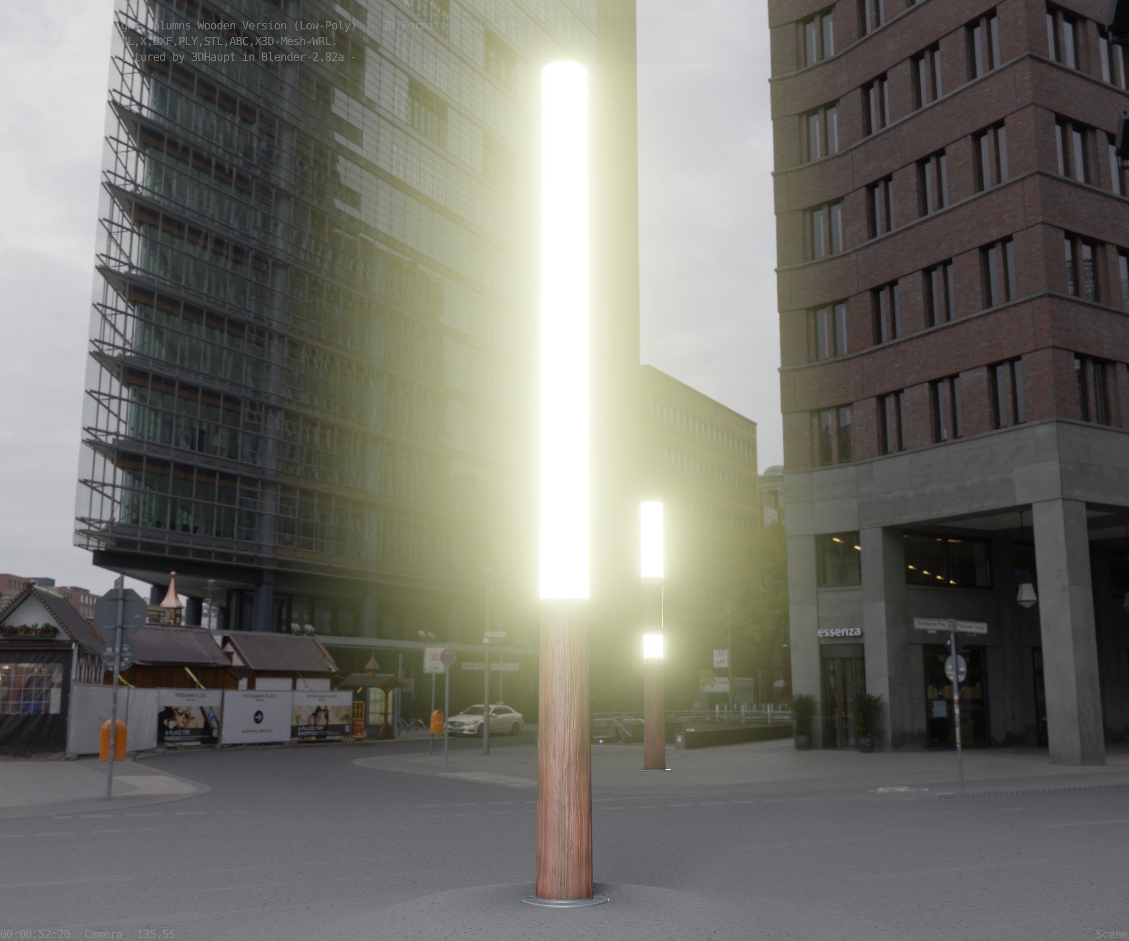 Wooden pillar of light 13 - Street-Light Set-9 Low-Poly Low-poly 3D model_84