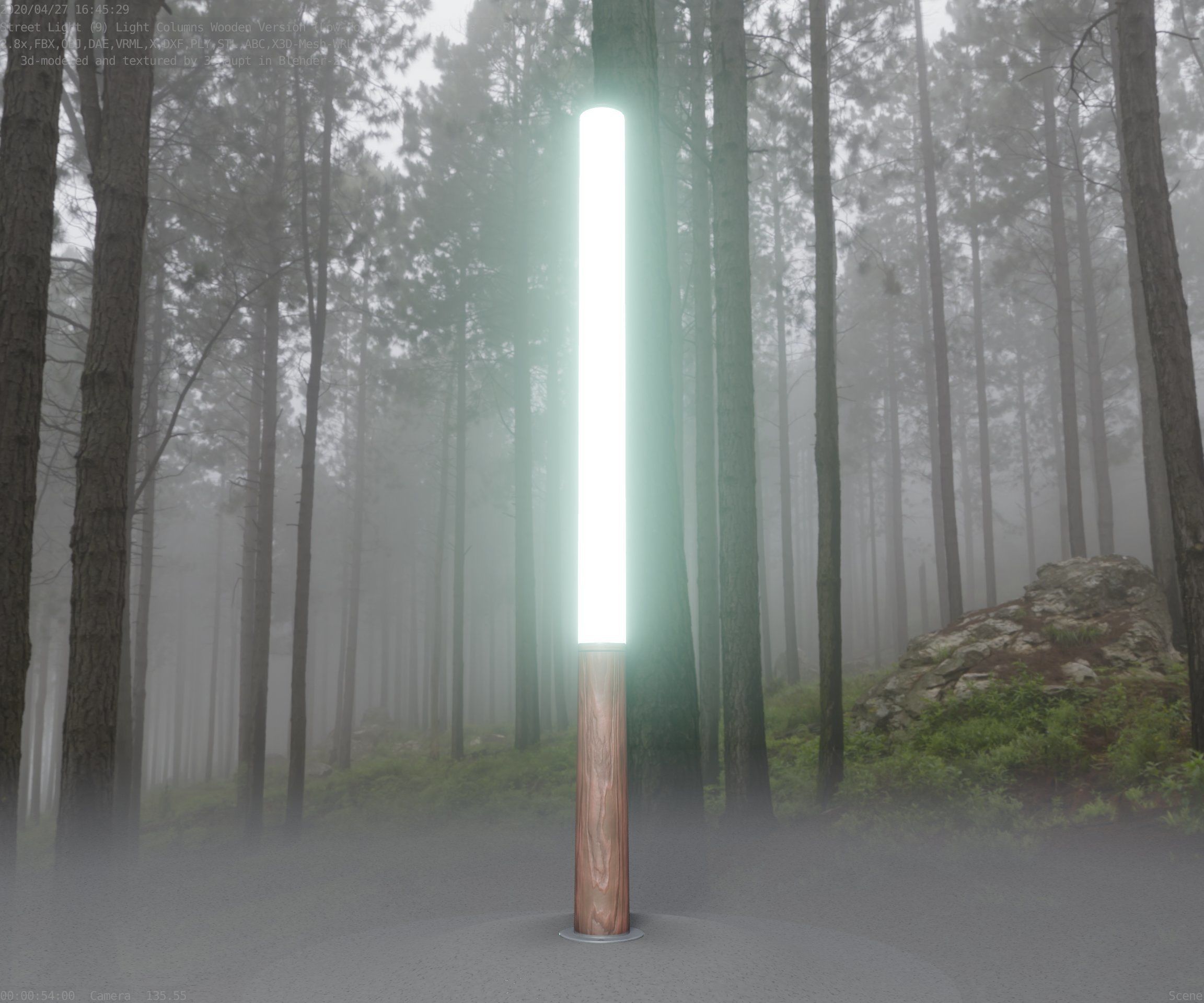 Wooden pillar of light 13 - Street-Light Set-9 Low-Poly Low-poly 3D model_96