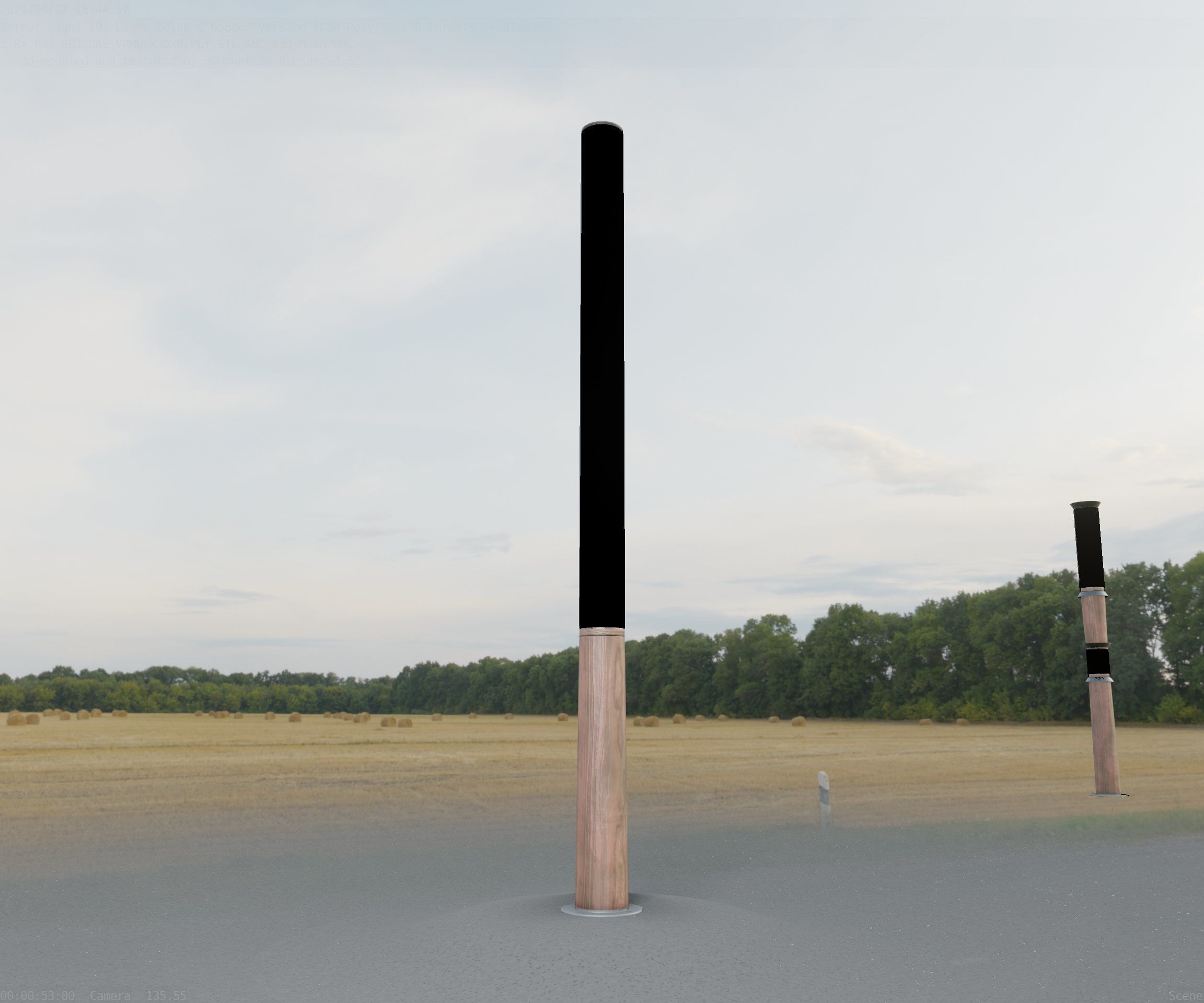 Wooden pillar of light 13 - Street-Light Set-9 Low-Poly Low-poly 3D model_88