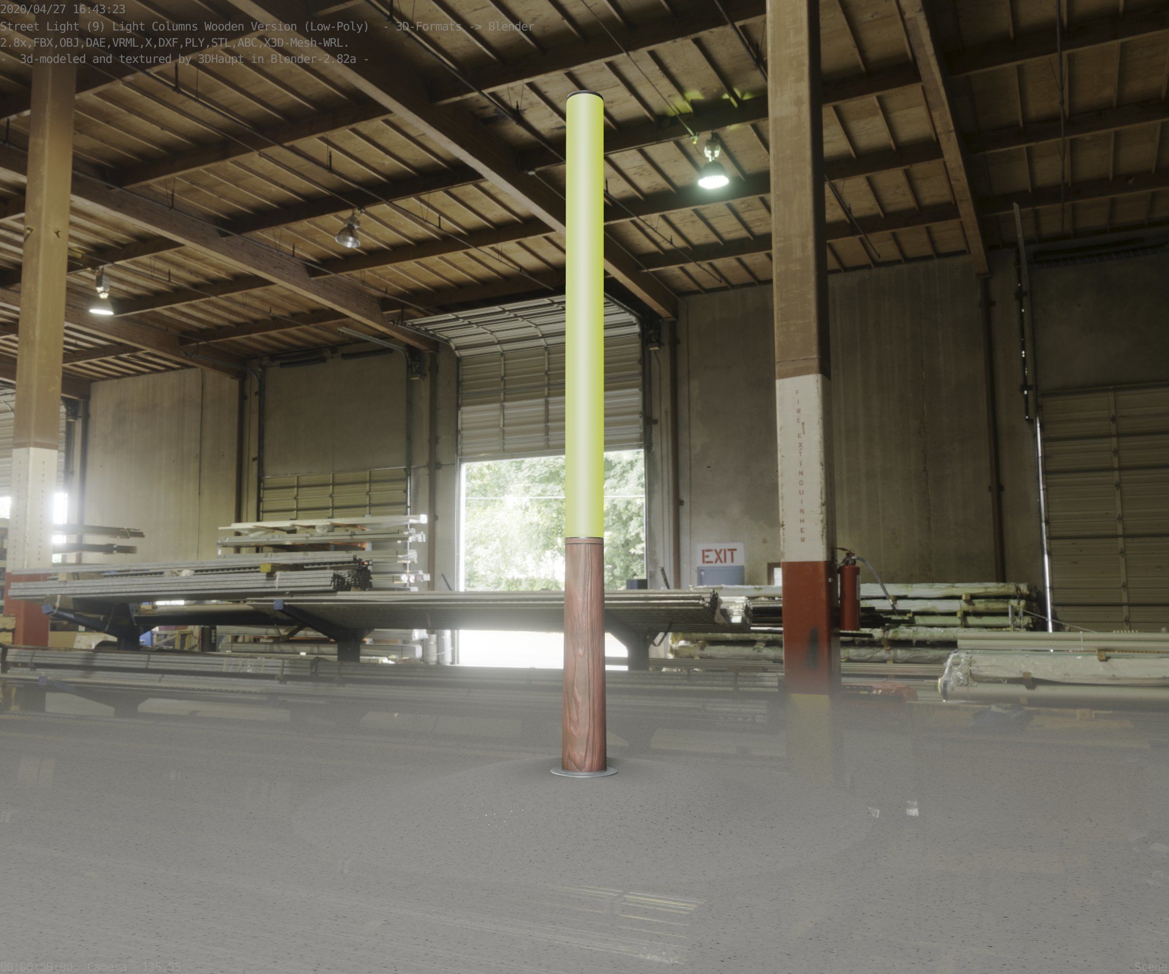 Wooden pillar of light 13 - Street-Light Set-9 Low-Poly Low-poly 3D model_3