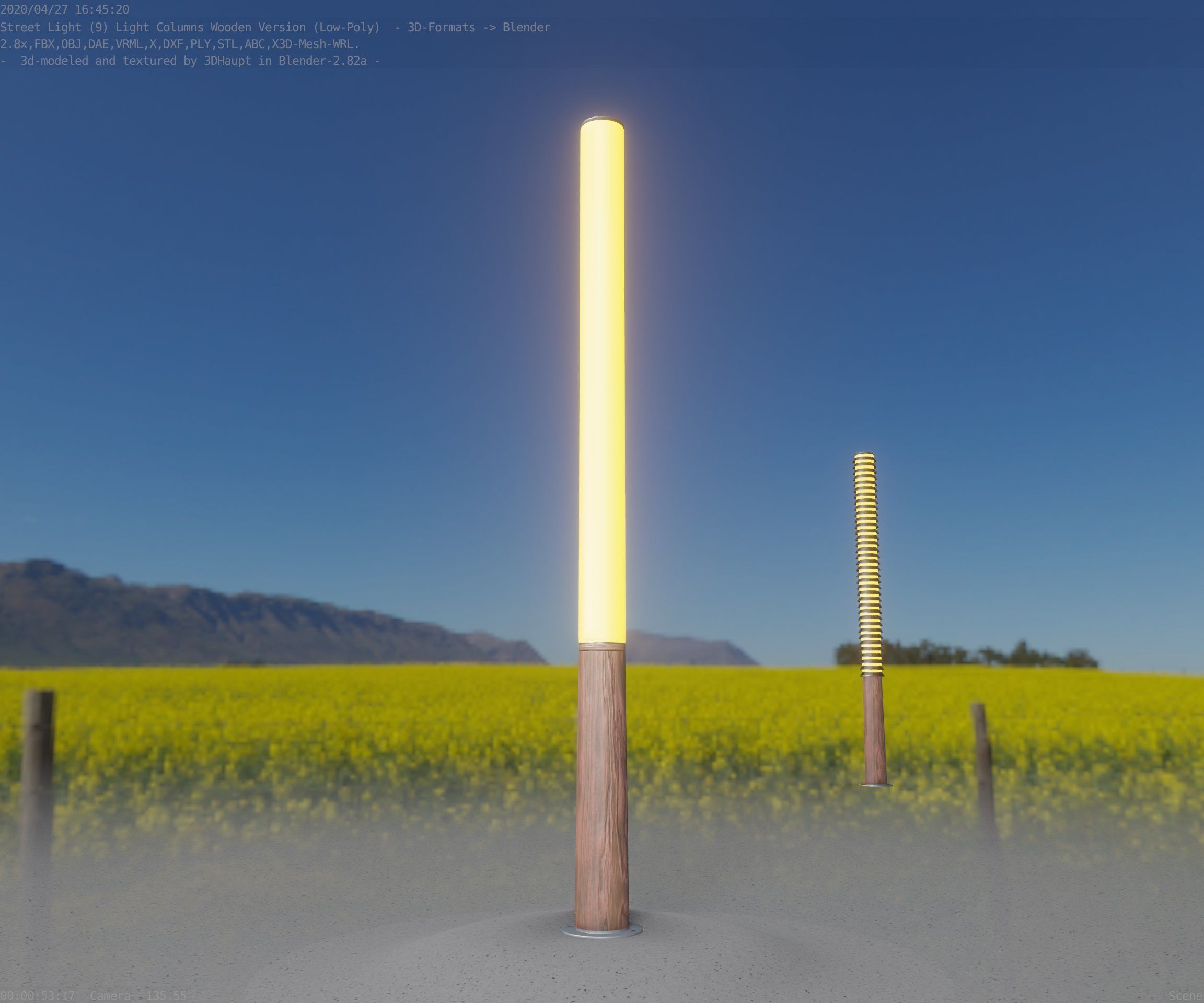 Wooden pillar of light 13 - Street-Light Set-9 Low-Poly Low-poly 3D model_89