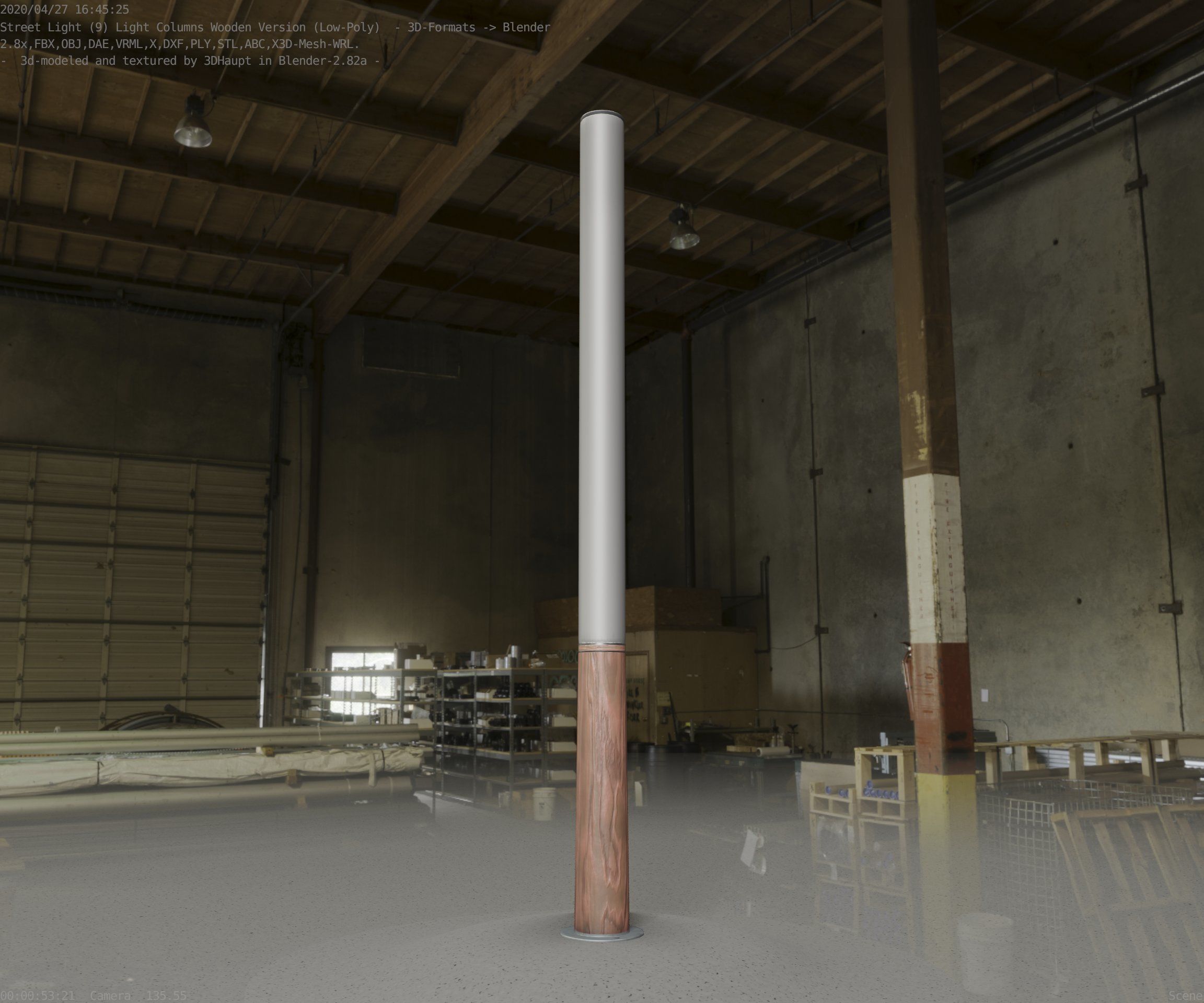 Wooden pillar of light 13 - Street-Light Set-9 Low-Poly Low-poly 3D model_93