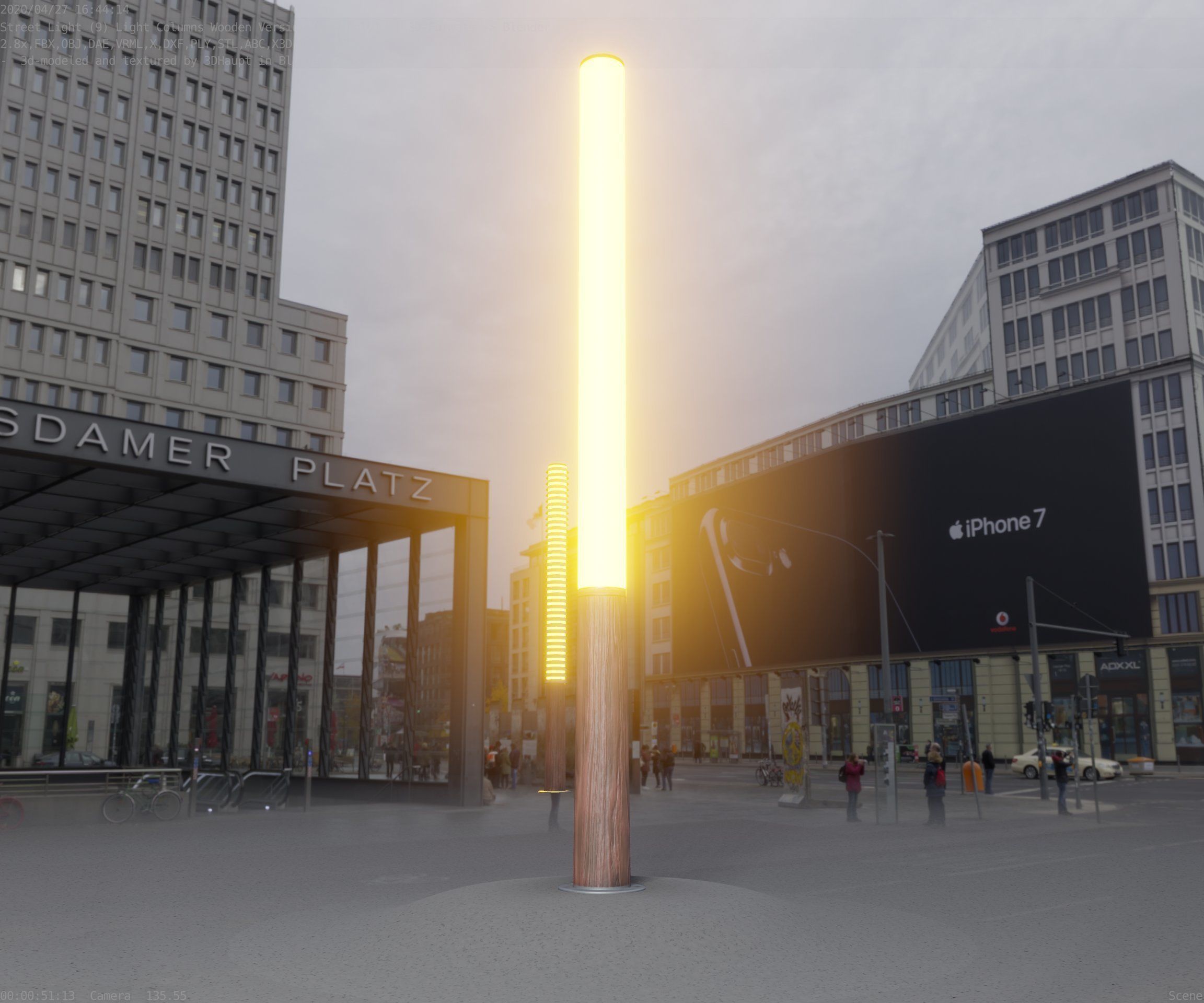 Wooden pillar of light 13 - Street-Light Set-9 Low-Poly Low-poly 3D model_53