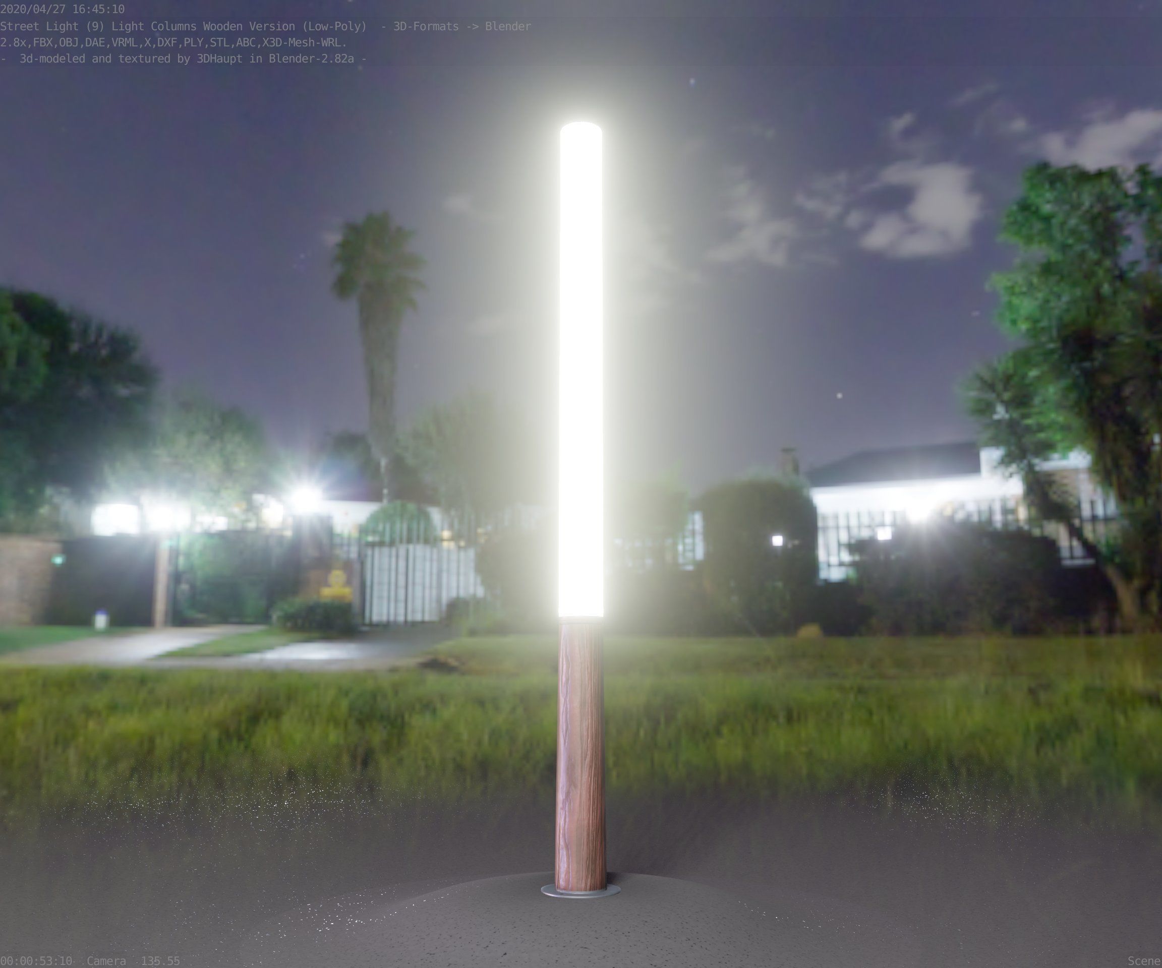 Wooden pillar of light 13 - Street-Light Set-9 Low-Poly Low-poly 3D model_33