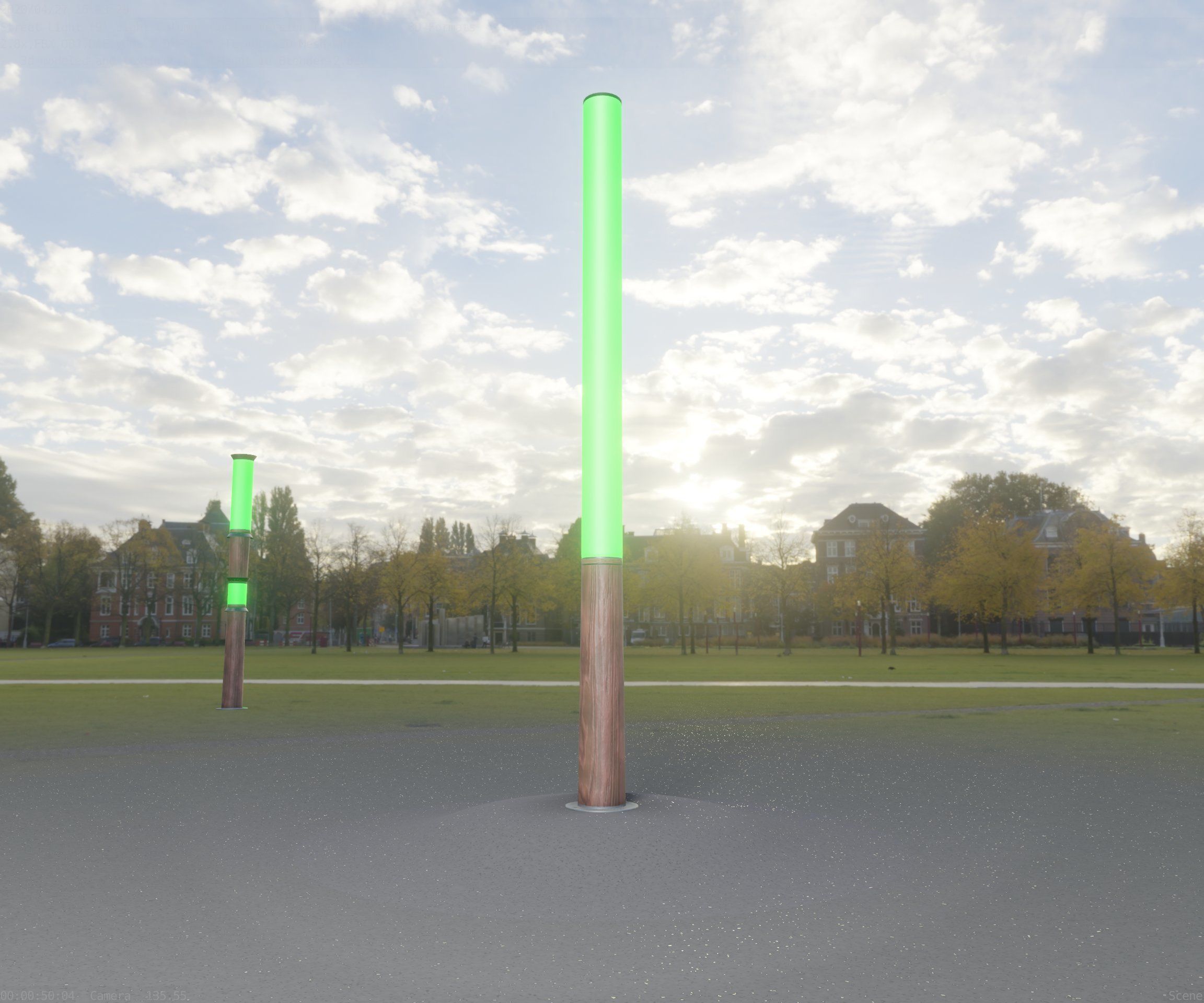 Wooden pillar of light 13 - Street-Light Set-9 Low-Poly Low-poly 3D model_8
