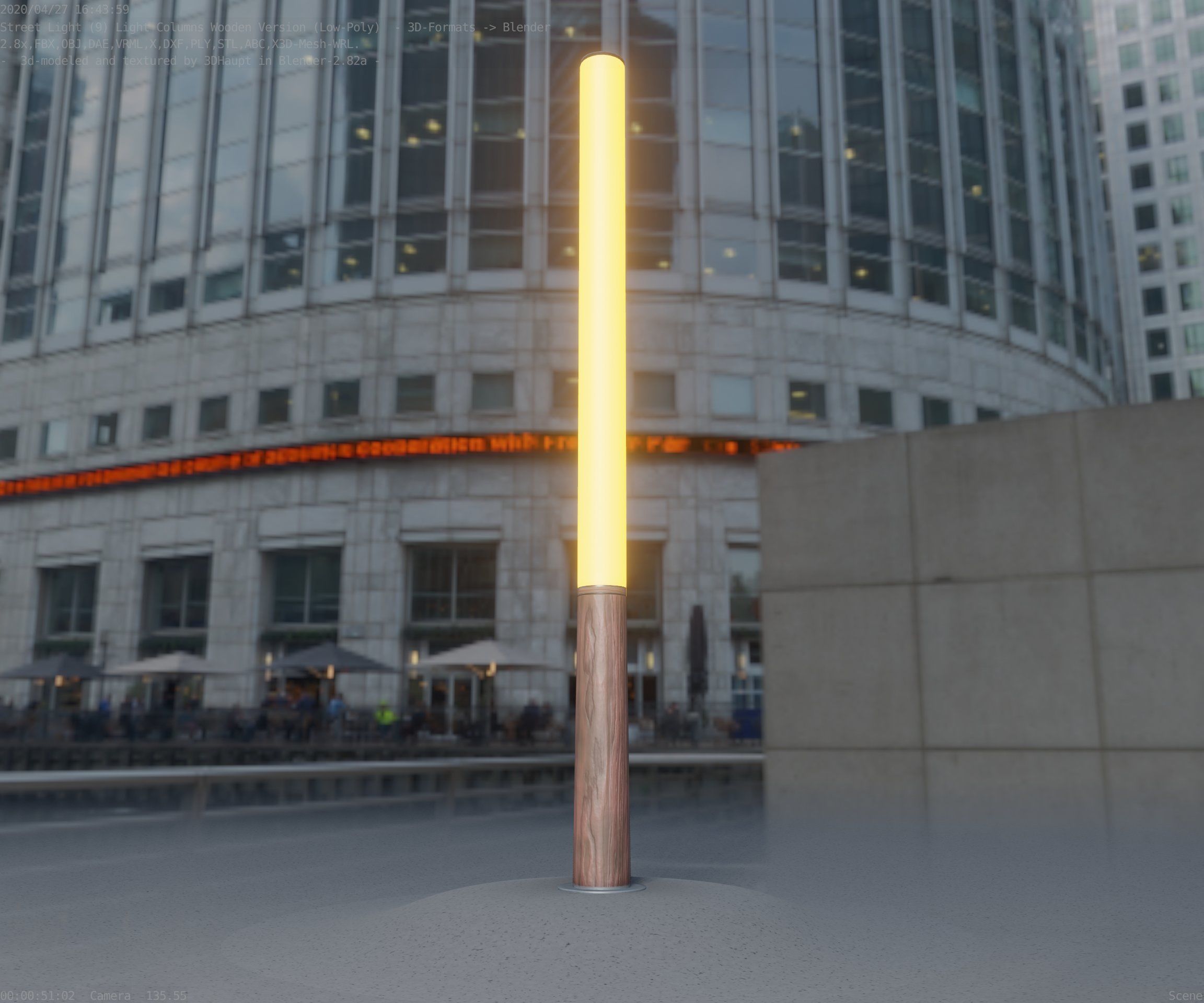 Wooden pillar of light 13 - Street-Light Set-9 Low-Poly Low-poly 3D model_2