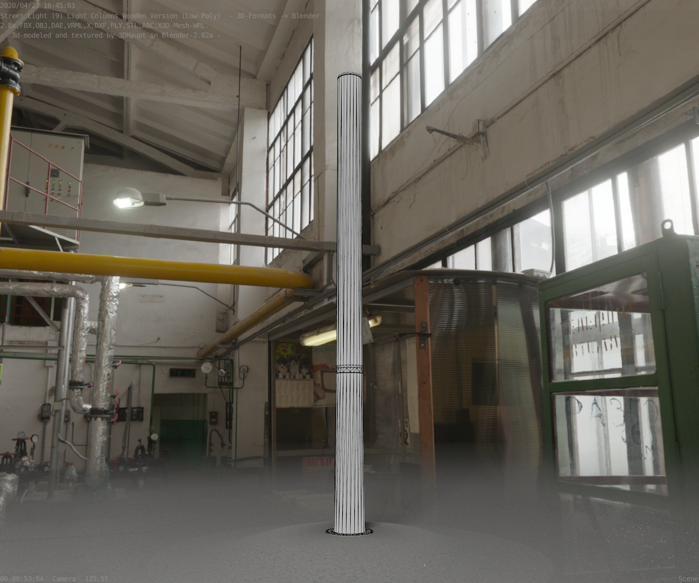 Wooden pillar of light 13 - Street-Light Set-9 Low-Poly Low-poly 3D model_27