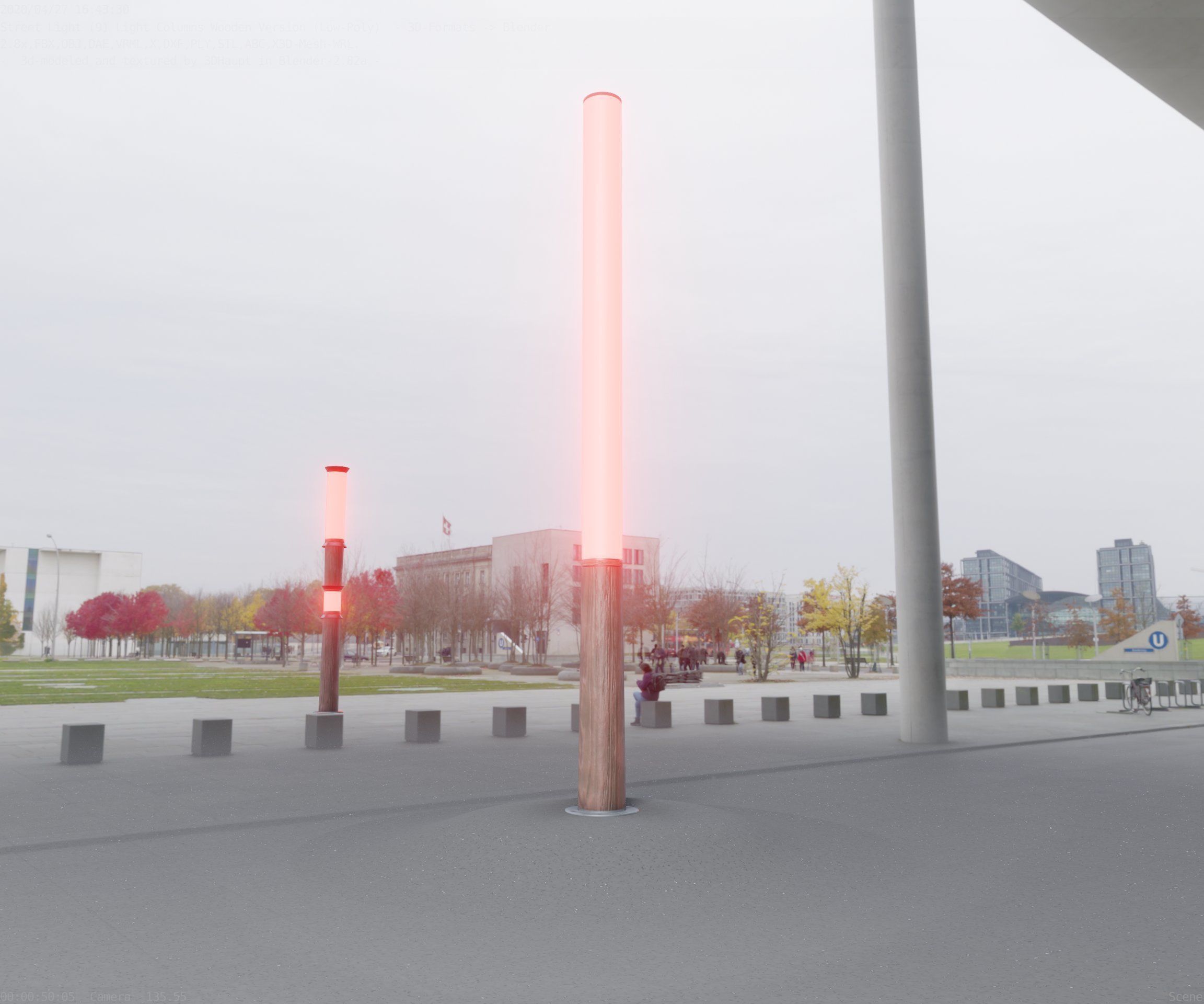 Wooden pillar of light 13 - Street-Light Set-9 Low-Poly Low-poly 3D model_9