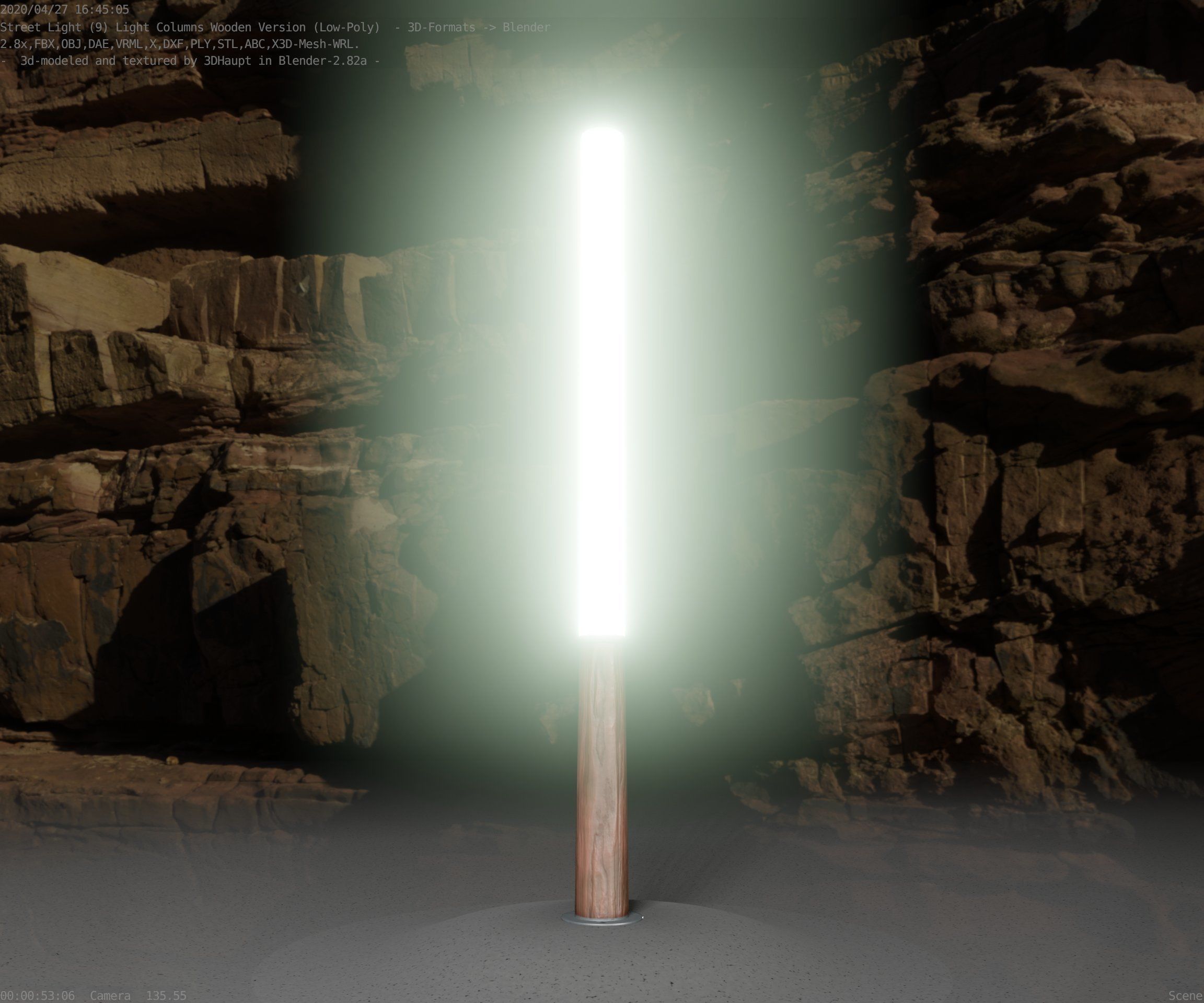 Wooden pillar of light 13 - Street-Light Set-9 Low-Poly Low-poly 3D model_29