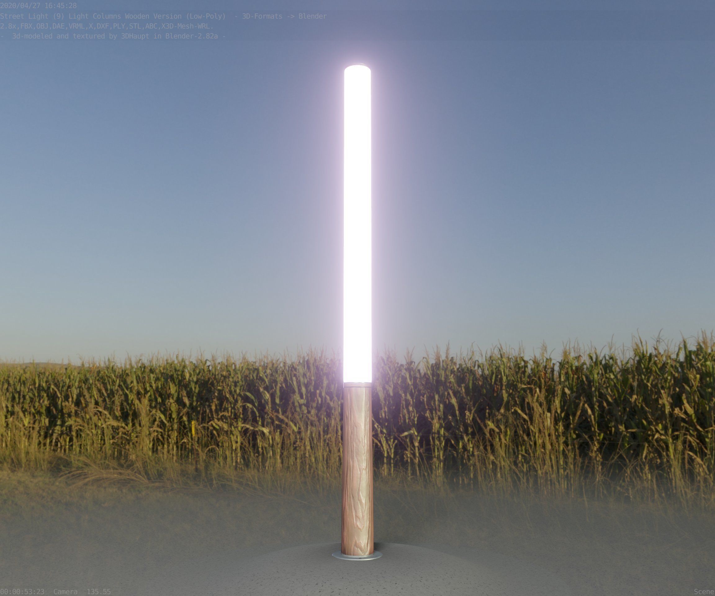 Wooden pillar of light 13 - Street-Light Set-9 Low-Poly Low-poly 3D model_95