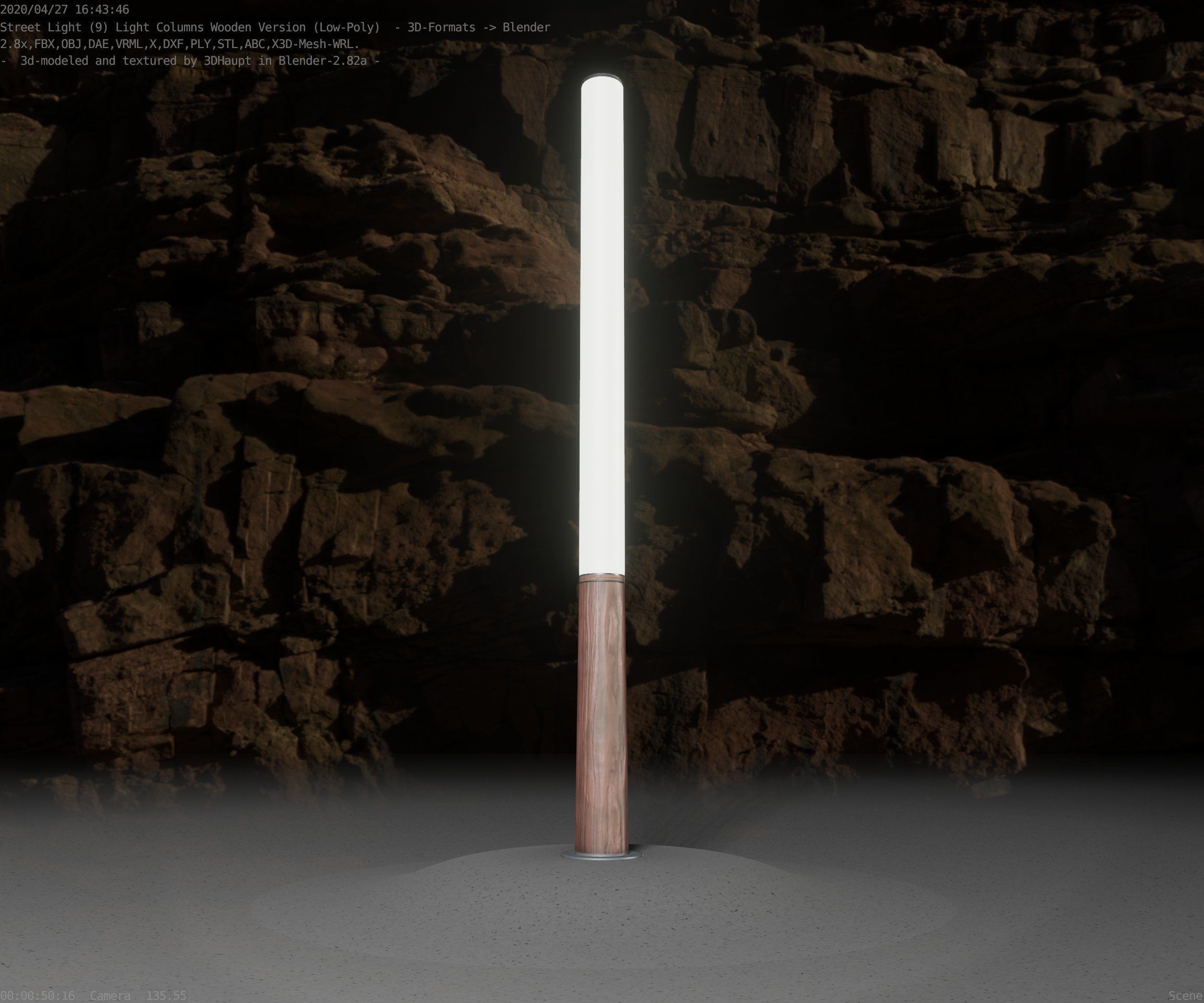 Wooden pillar of light 13 - Street-Light Set-9 Low-Poly Low-poly 3D model_1
