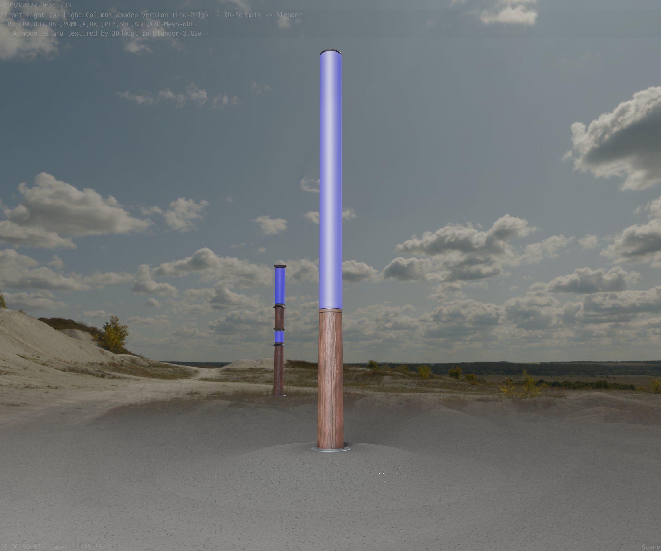 Wooden pillar of light 13 - Street-Light Set-9 Low-Poly Low-poly 3D model_41